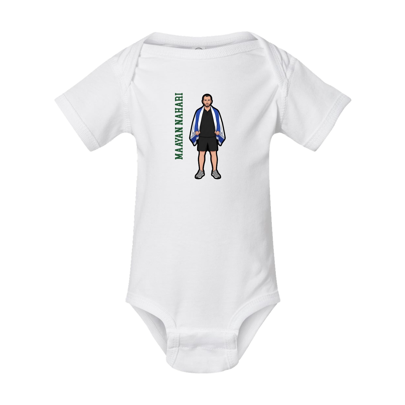 Baby Onesie — Name Vertical in White