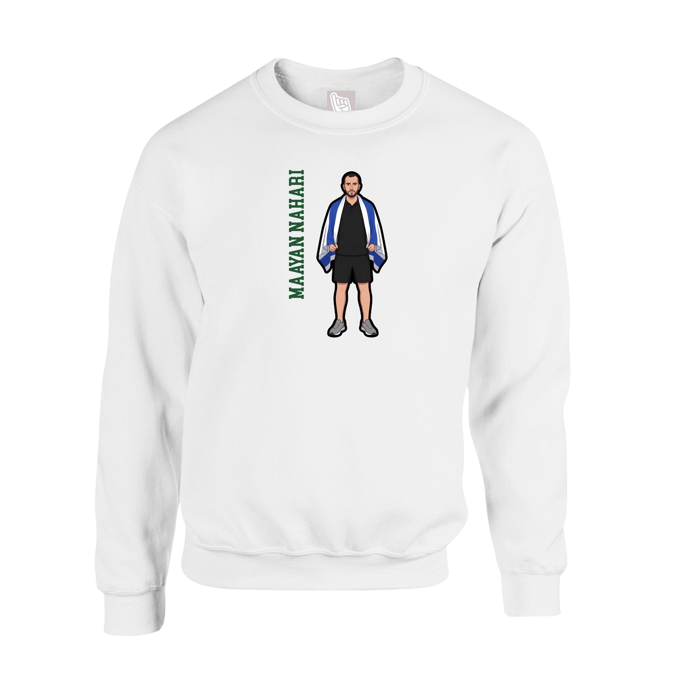 Fleece Crew — Name Vertical in White