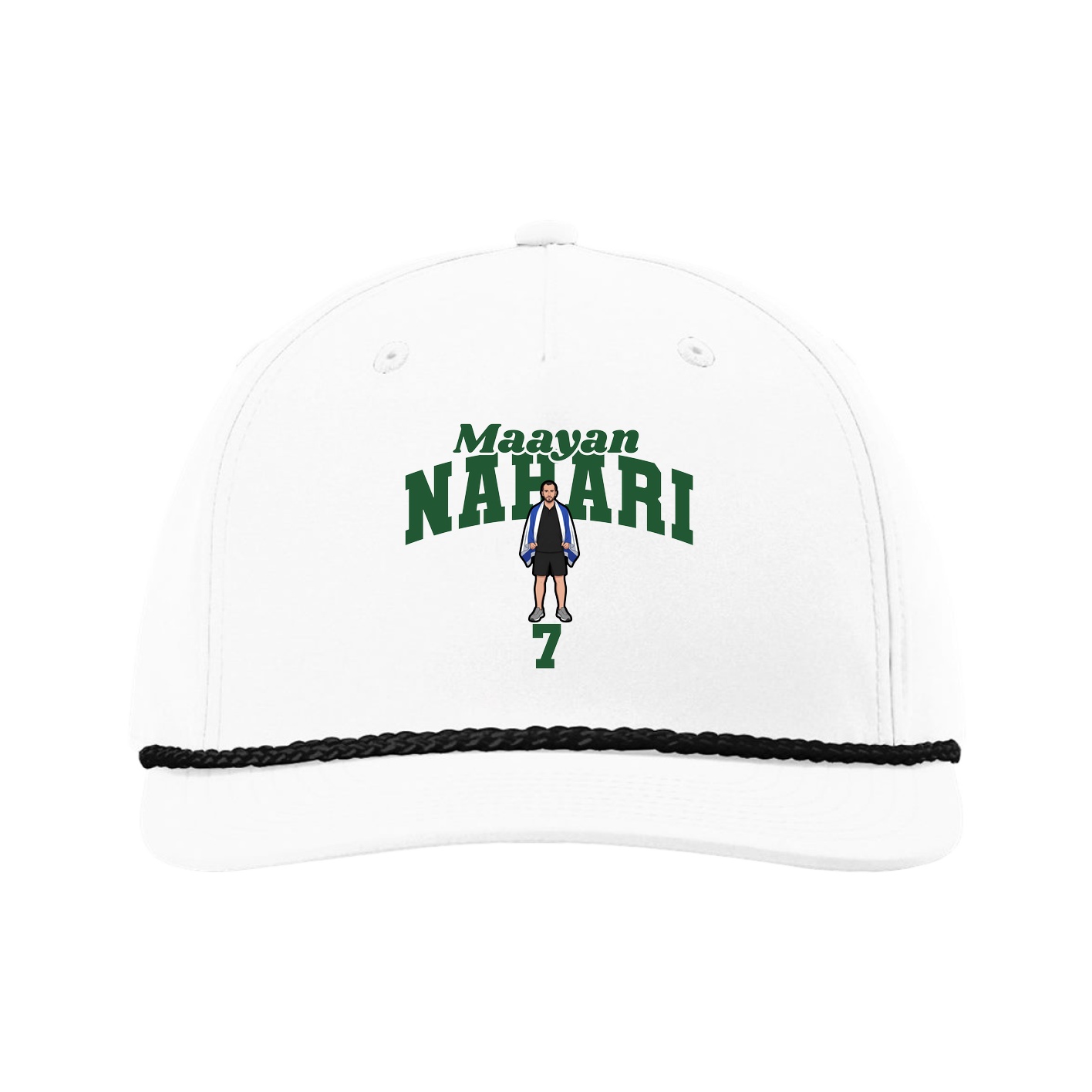 Five-Panel Classic Rope Cap — Signature Arch in White