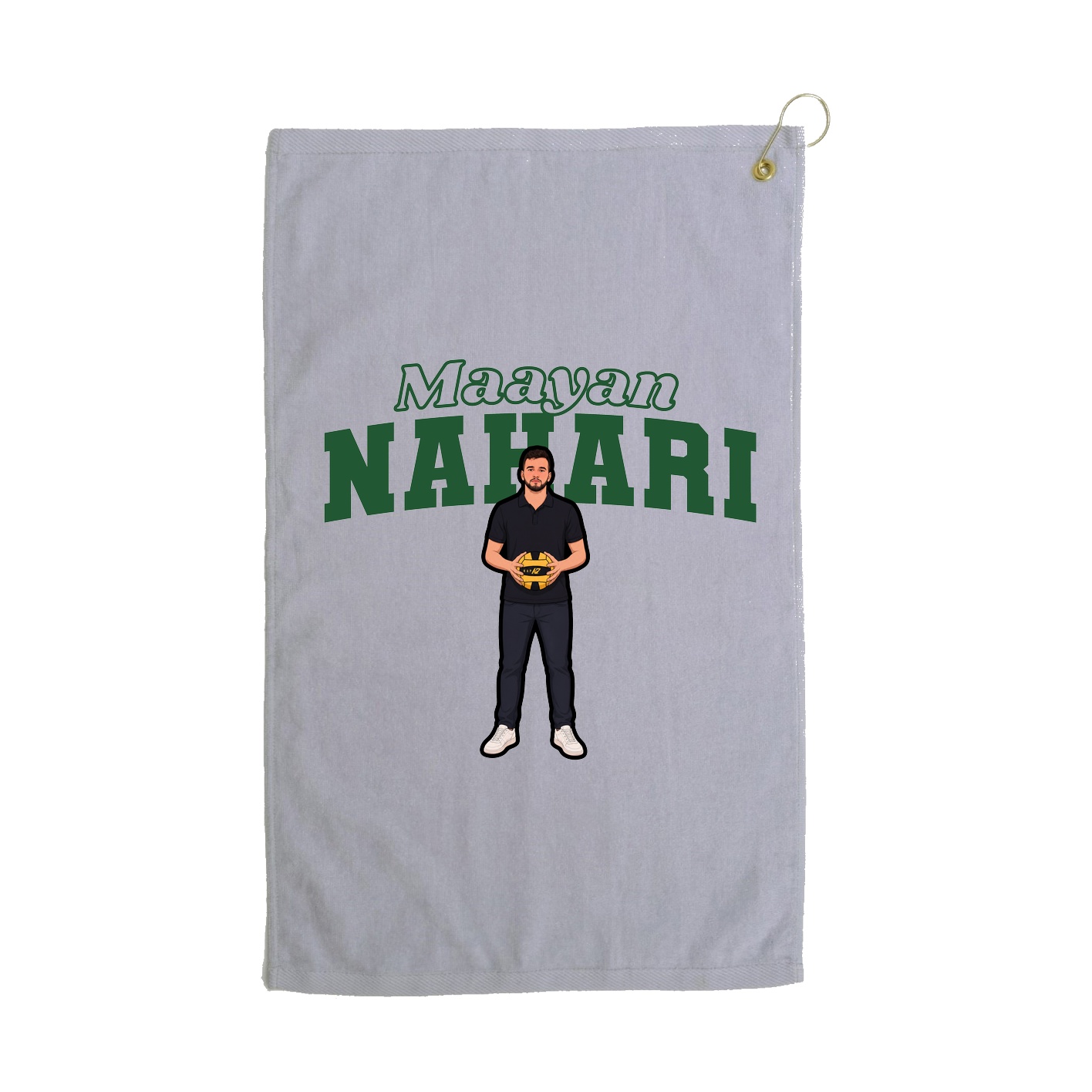 Golf Towel — Name Arch in Grey