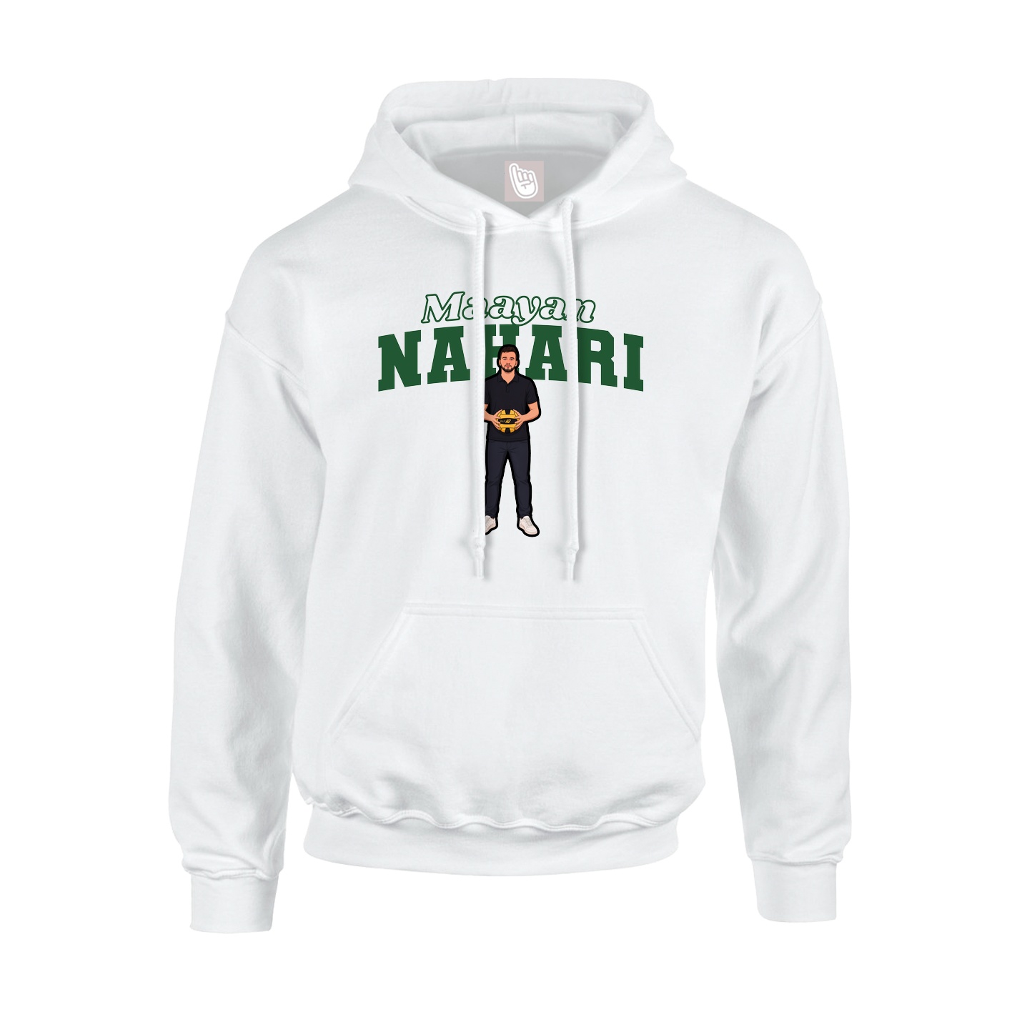 Youth Hoodie — Name Arch in White
