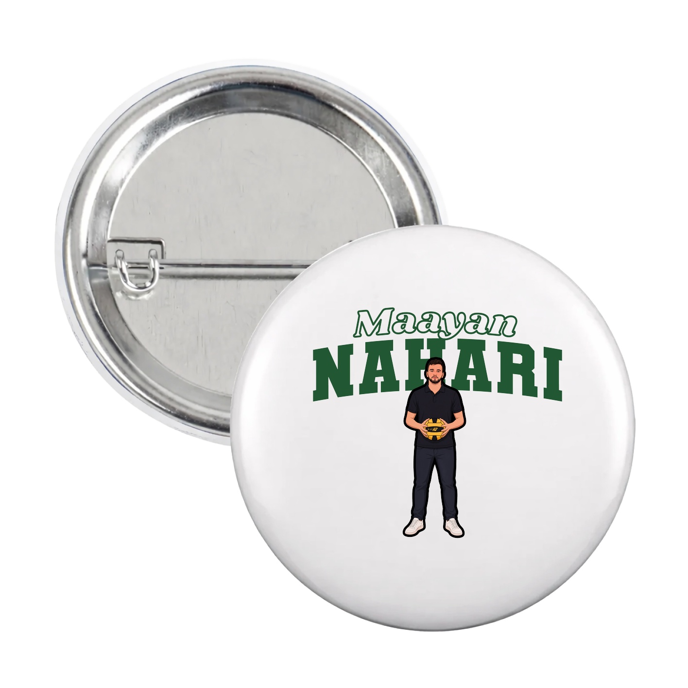 Game Day Button — Name Arch in White