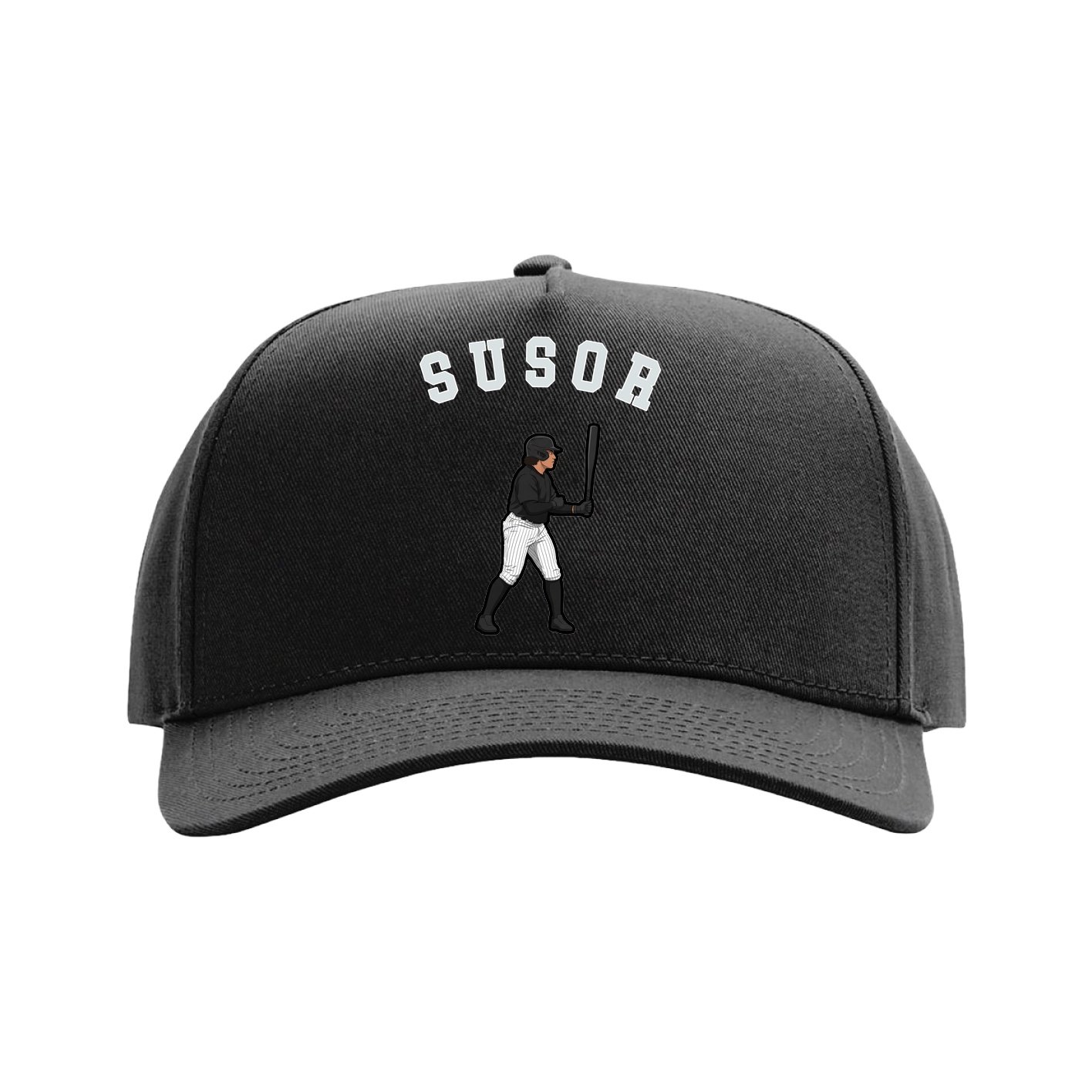 Full Fabric Five-Panel Champ Cap — Shirsey Arch in Black