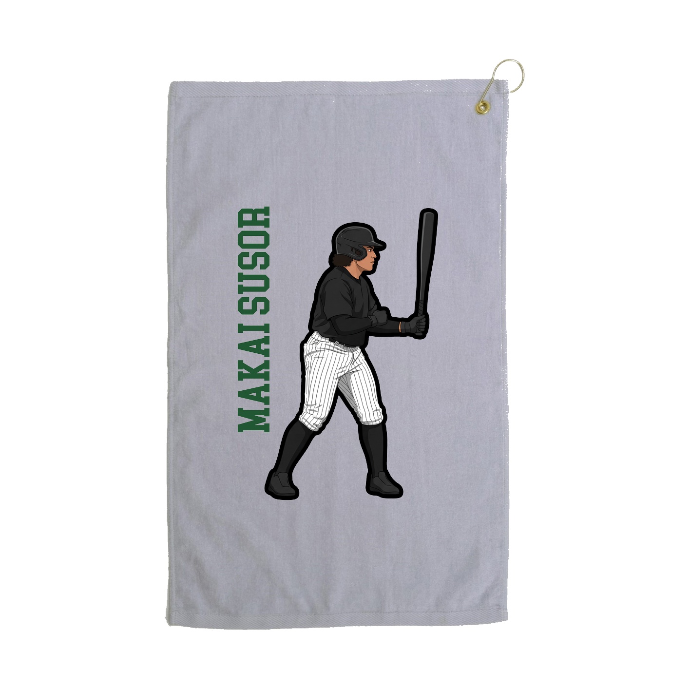 Golf Towel — Name Vertical in Grey