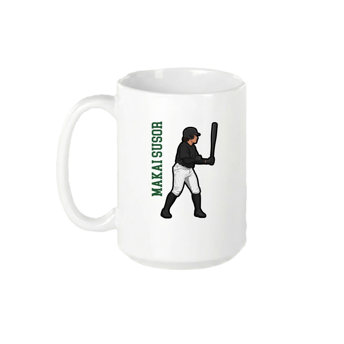 15oz Coffee Mug — Name Vertical in White