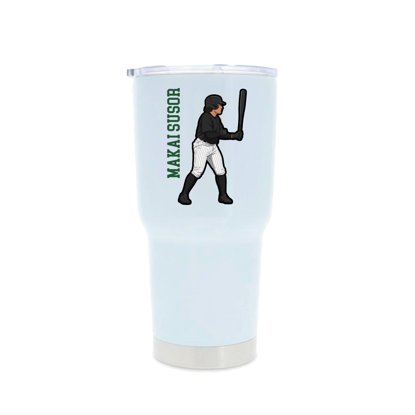 30oz Stainless Steel Tumbler — Name Vertical in White
