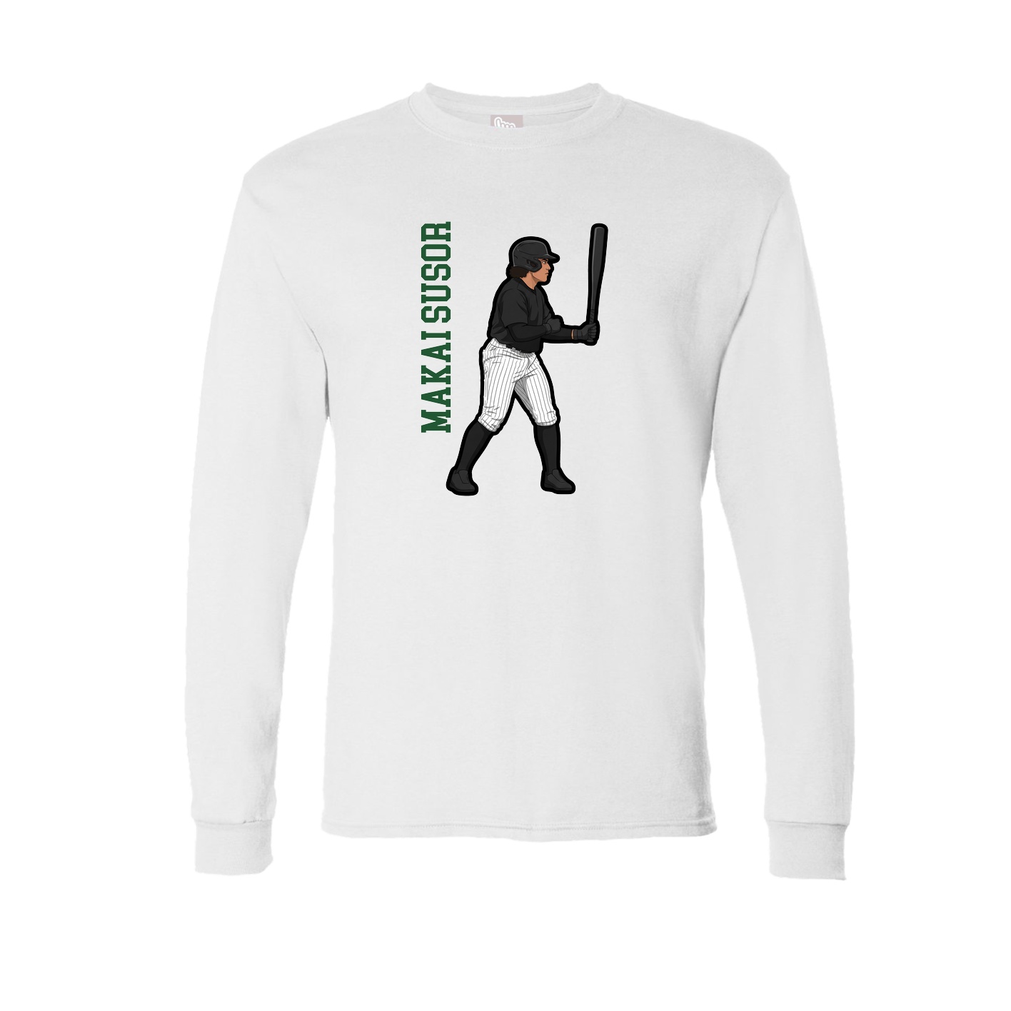 Long Sleeve Tee — Name Vertical in White