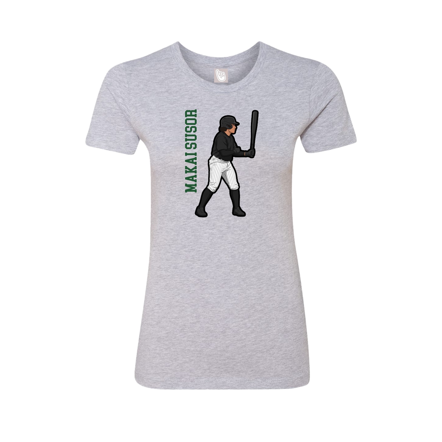 Fitted Women's Tee — Name Vertical in Grey