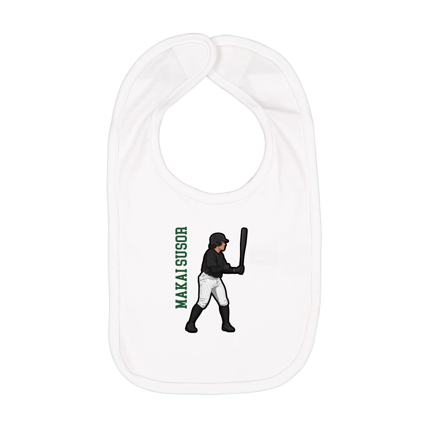 Infant Bib — Name Vertical in White