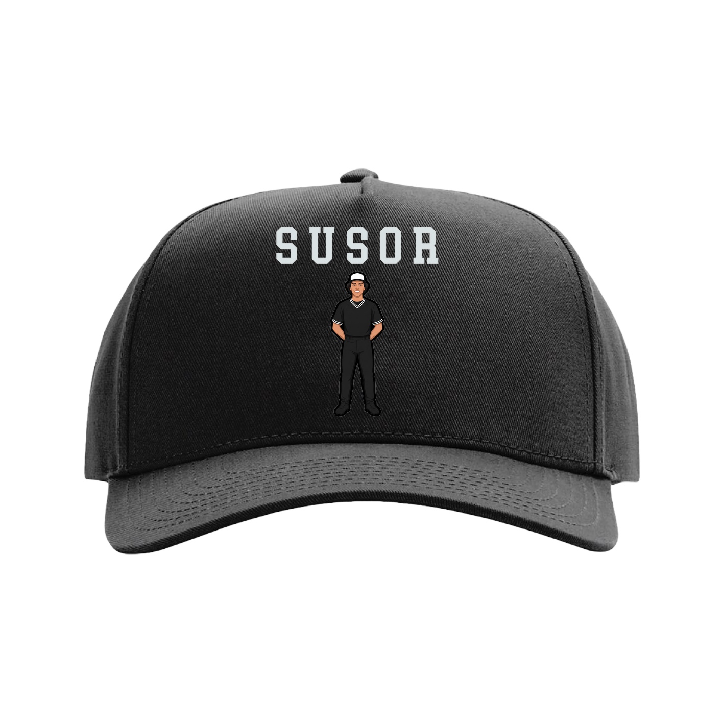 Full Fabric Five-Panel Champ Cap — Shirsey in Black