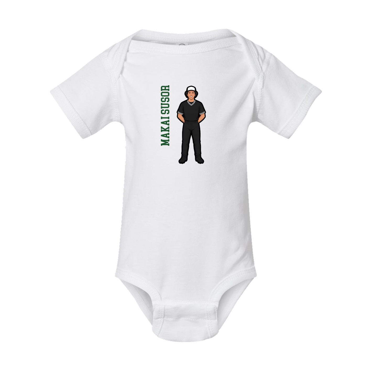 Baby Onesie — Name Vertical in White