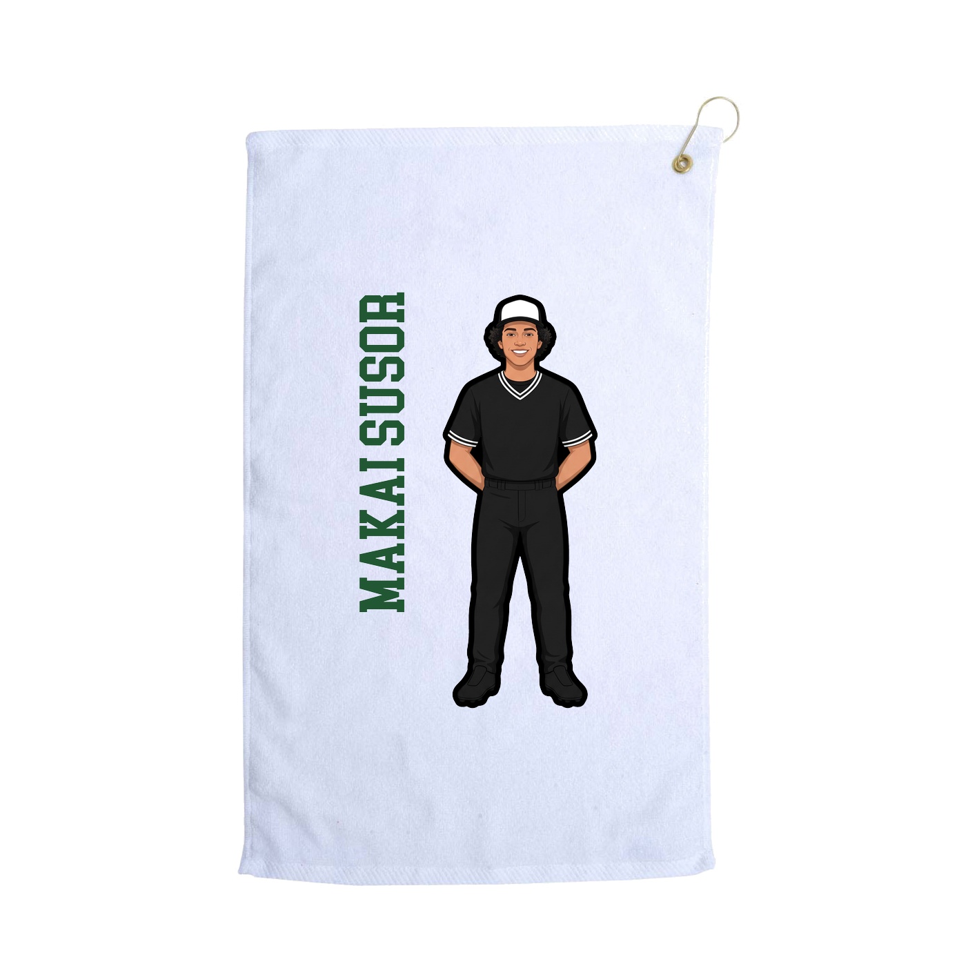 Golf Towel — Name Vertical in White