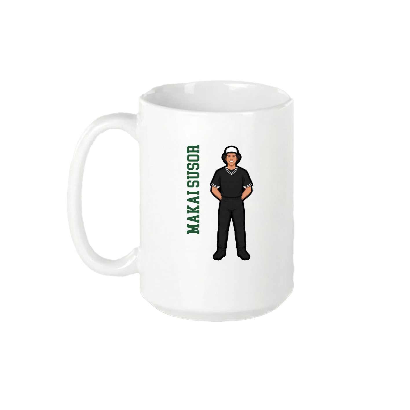 15oz Coffee Mug — Name Vertical in White
