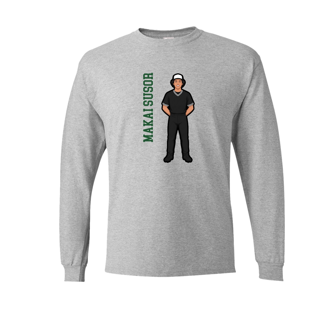 Long Sleeve Tee — Name Vertical in Grey