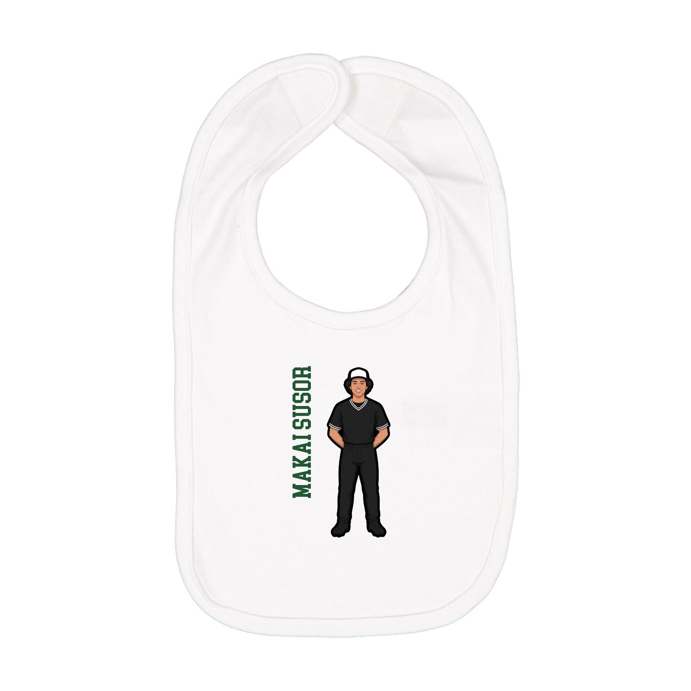 Infant Bib — Name Vertical in White