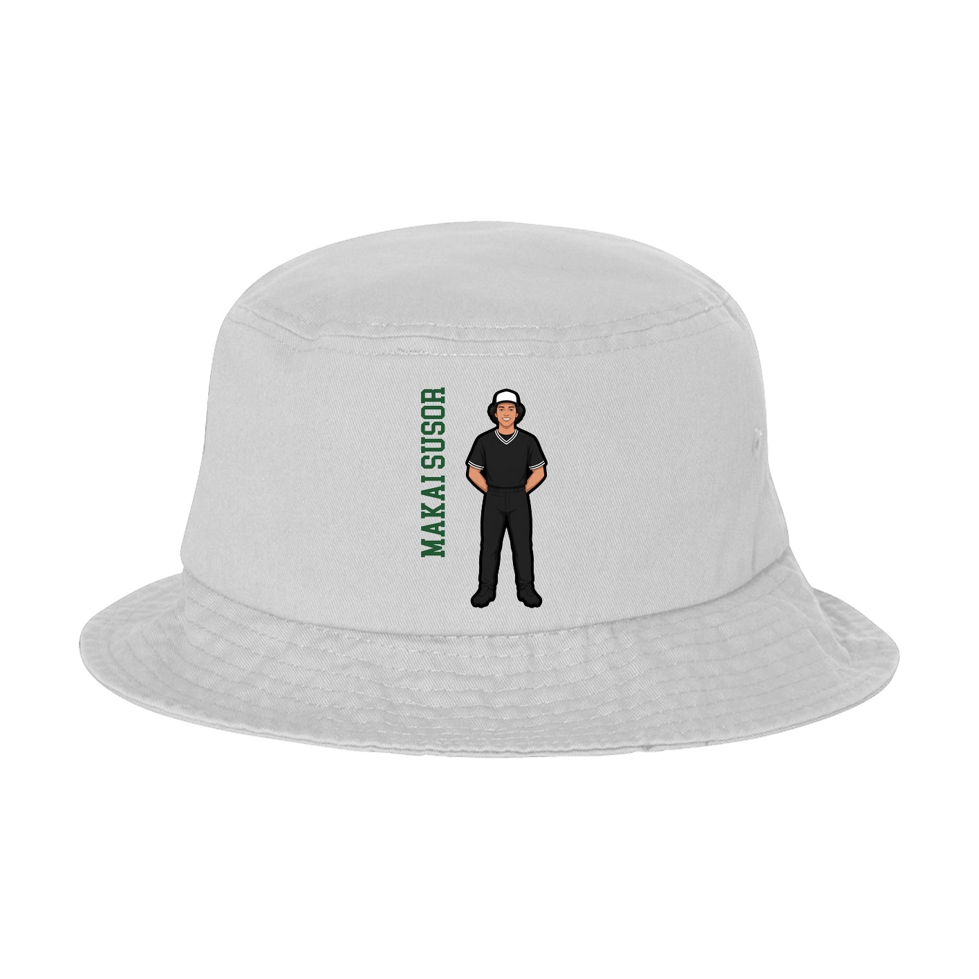 Bucket Cap — Name Vertical in White