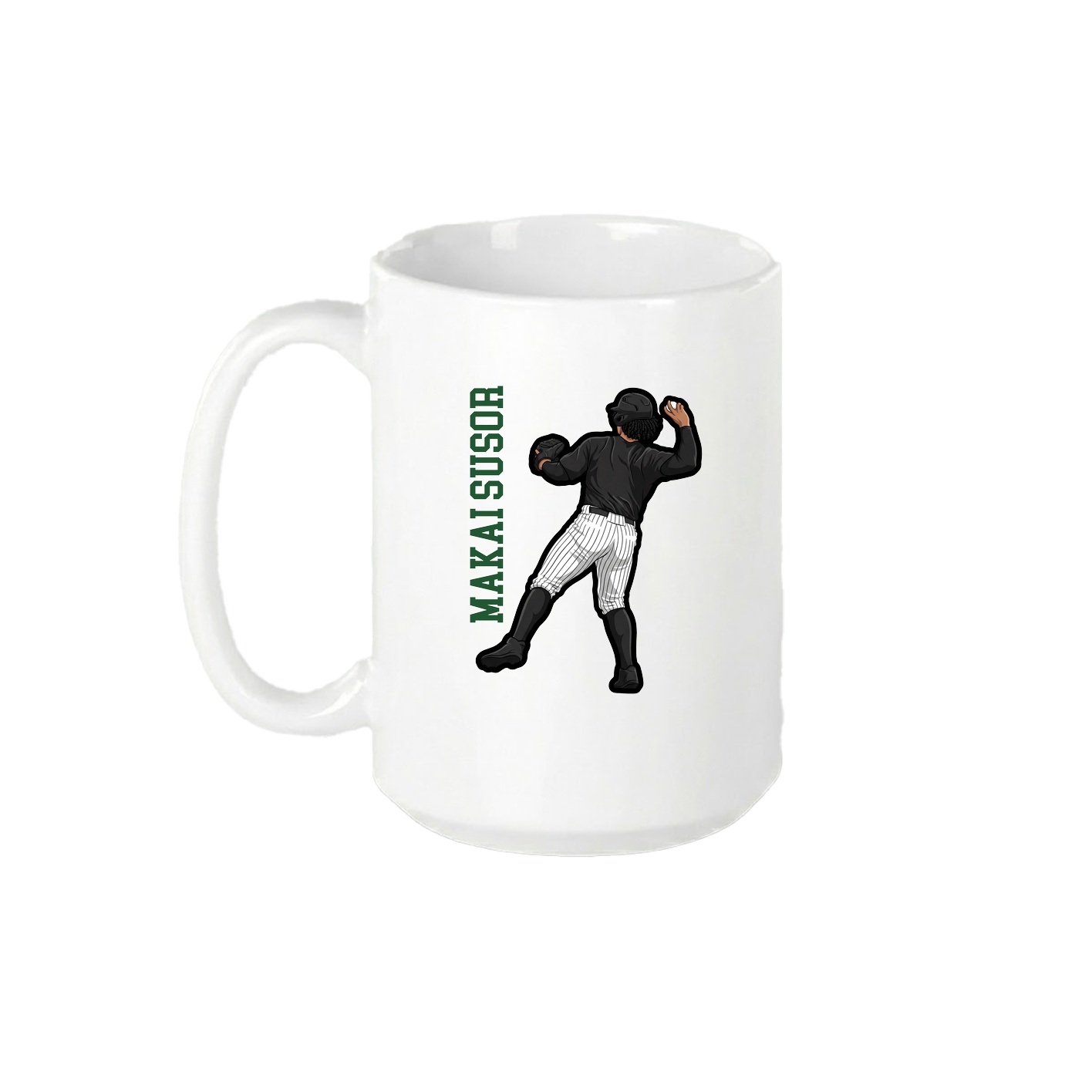 15oz Coffee Mug — Name Vertical in White