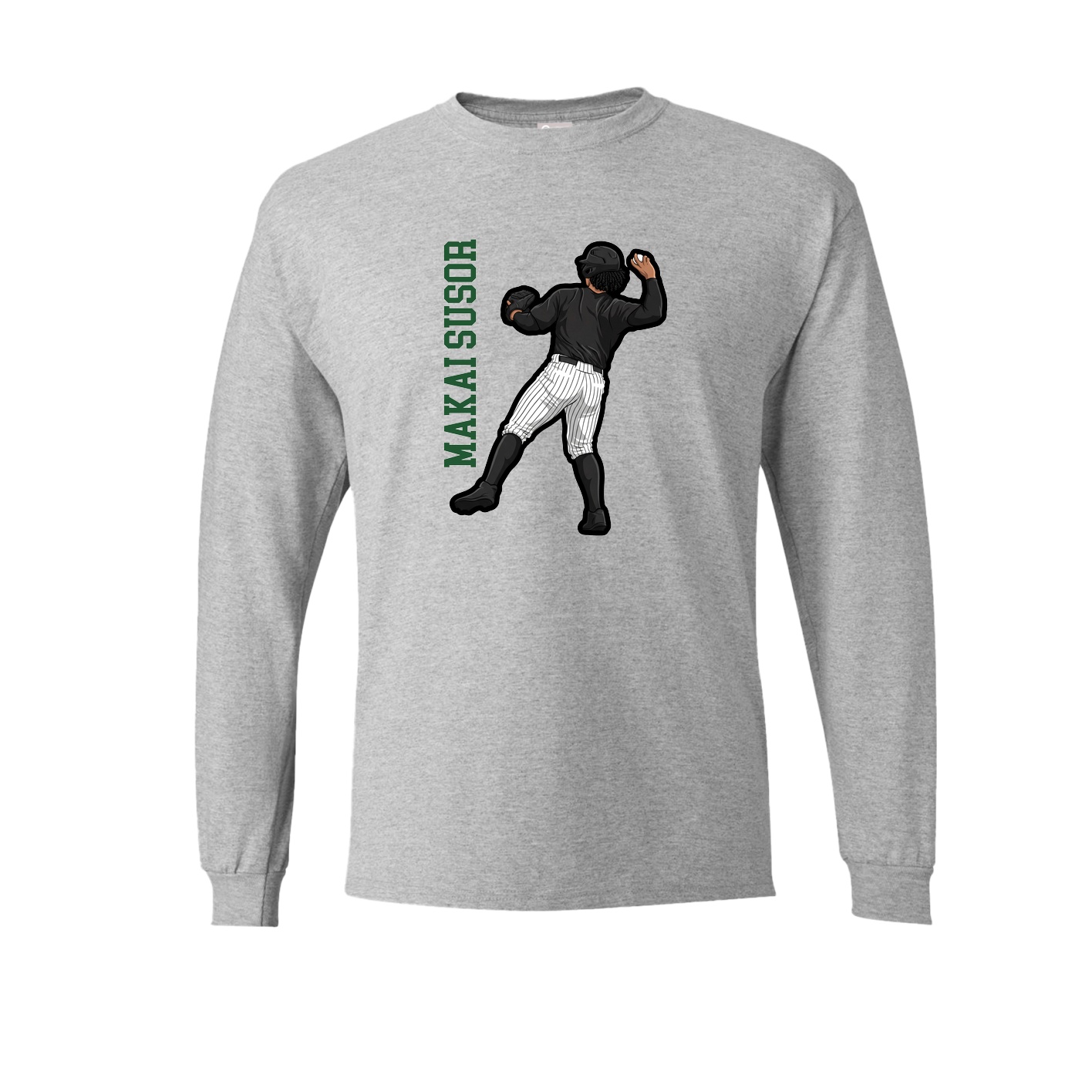 Long Sleeve Tee — Name Vertical in Grey
