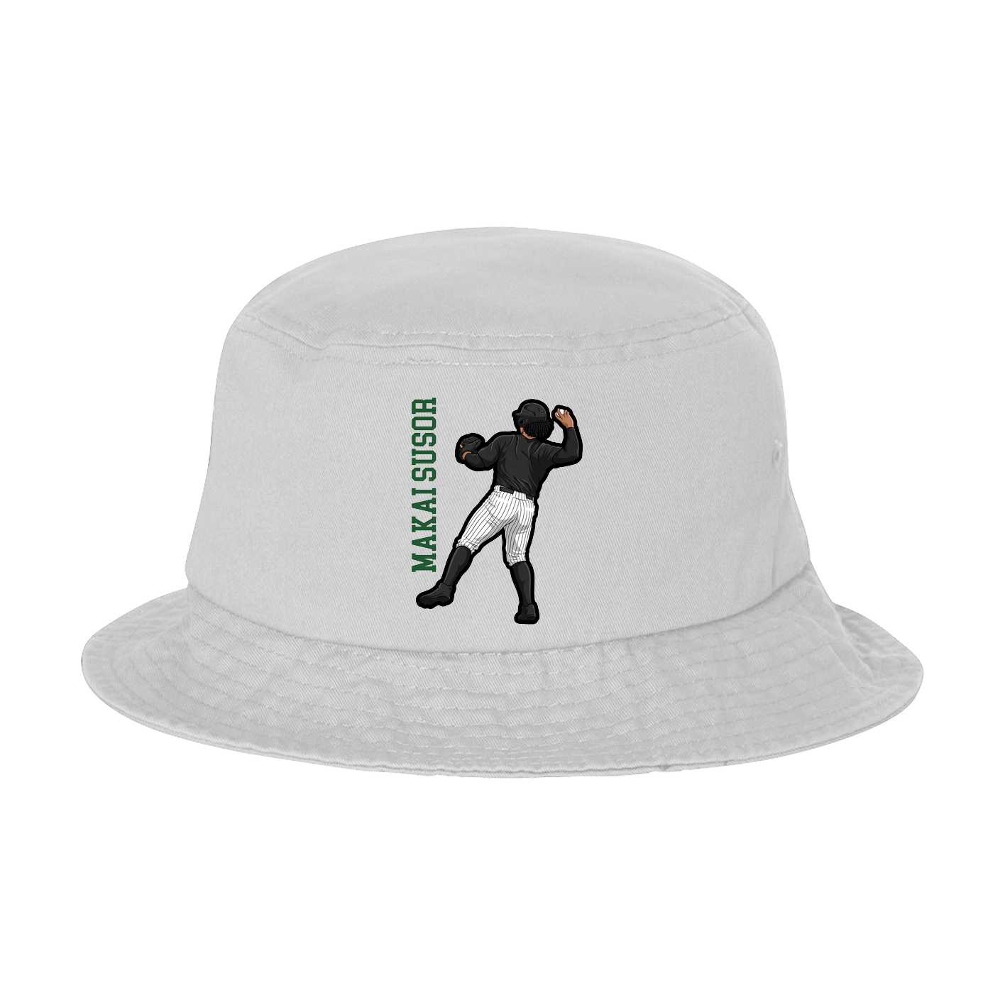 Bucket Cap — Name Vertical in White