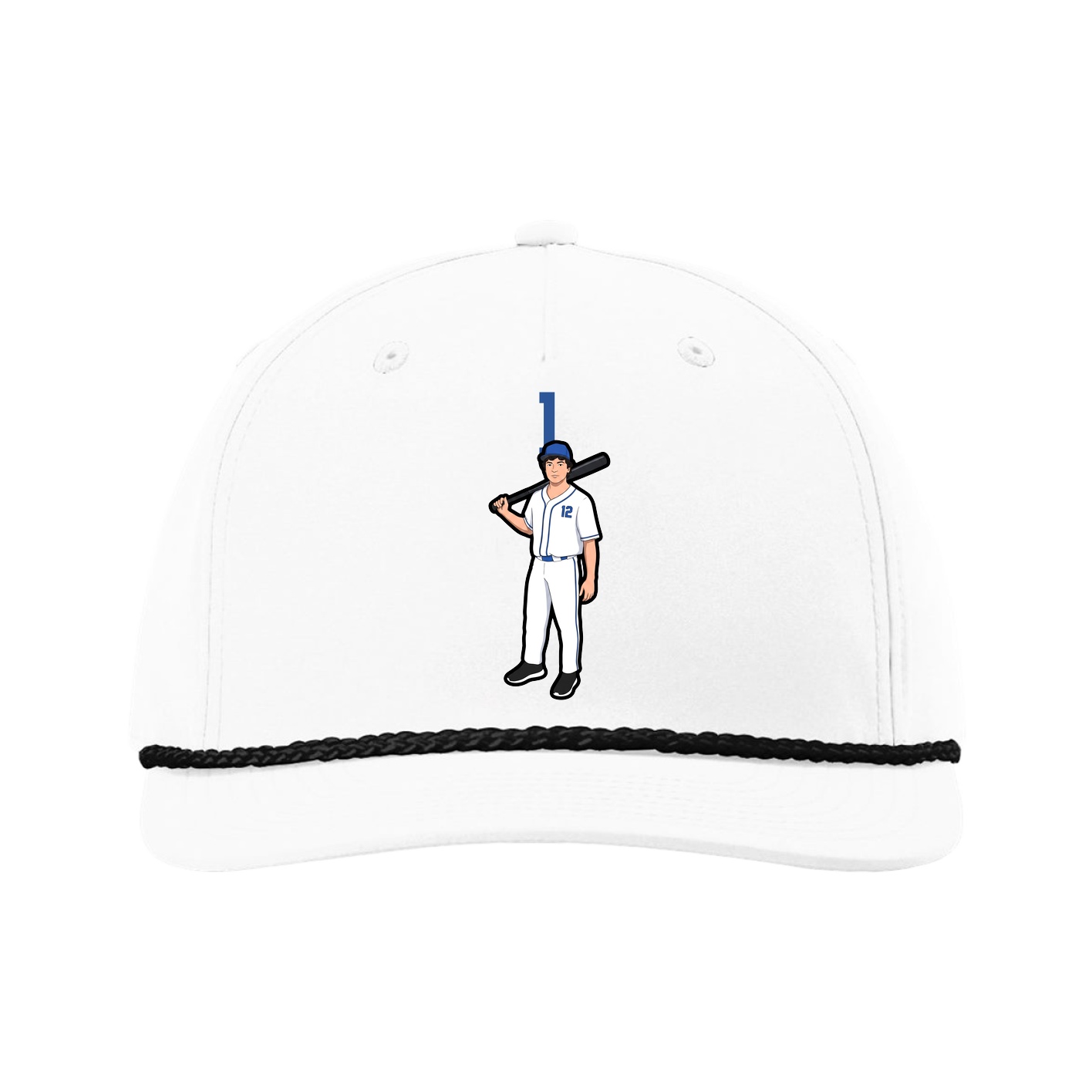 Five-Panel Classic Rope Cap — Number Top in White