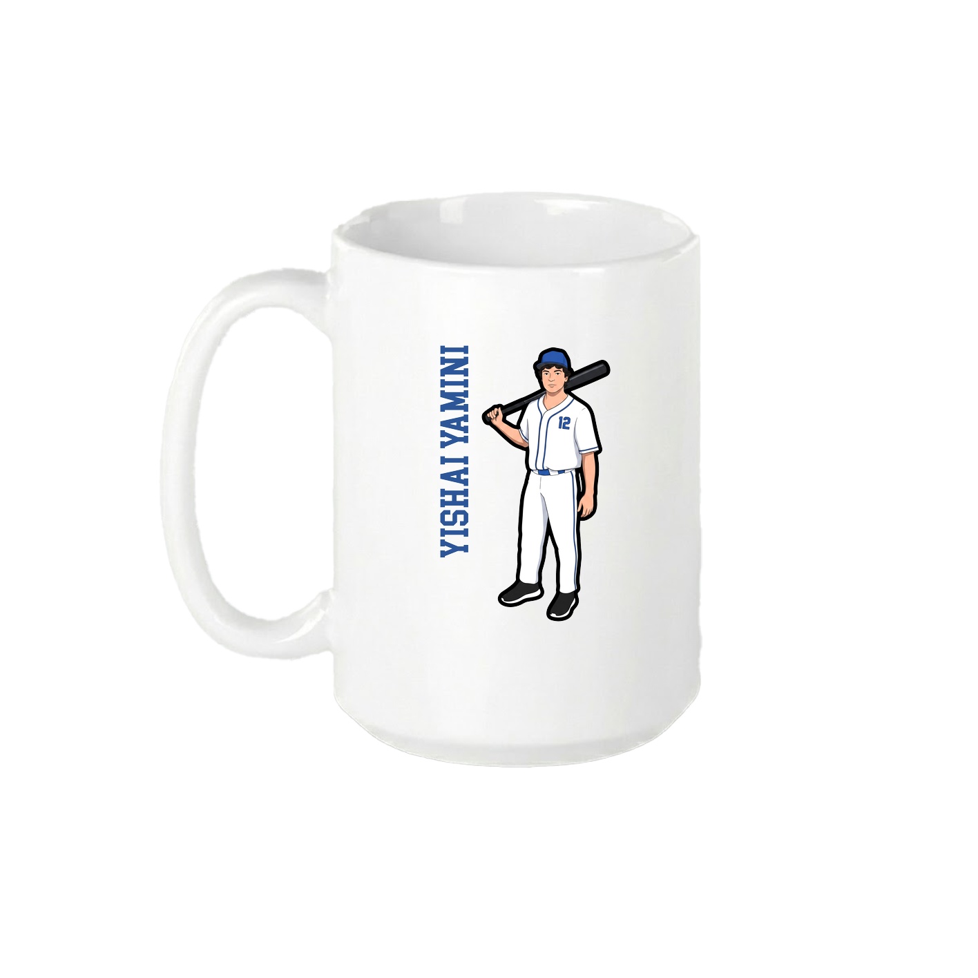 15oz Coffee Mug — Name Vertical in White