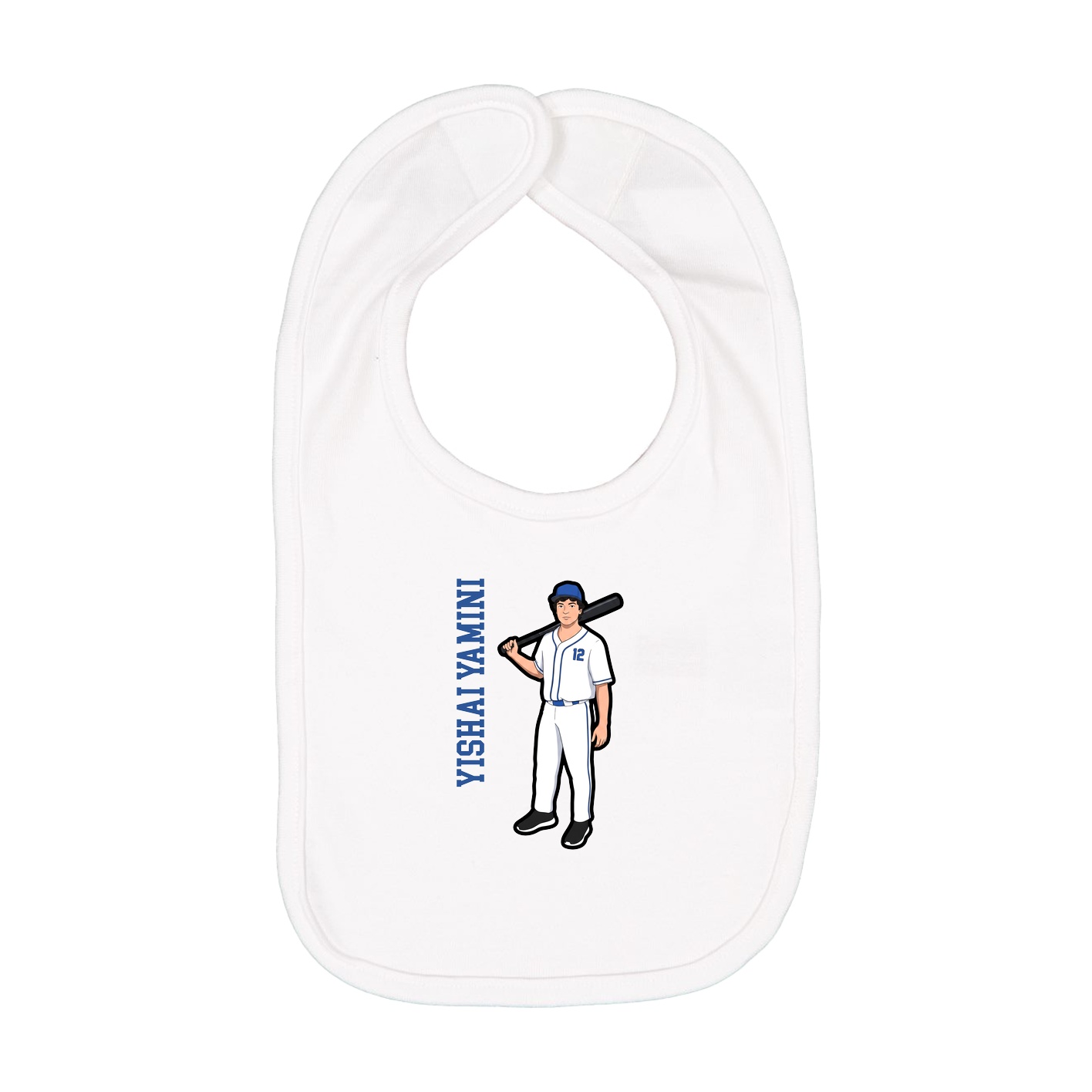 Infant Bib — Name Vertical in White