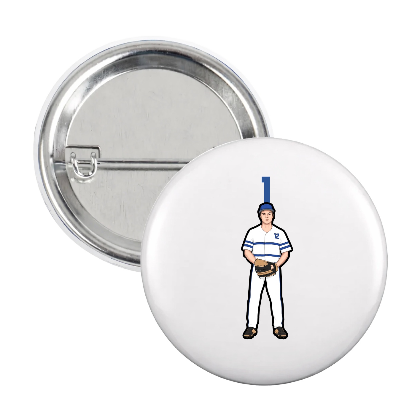 Game Day Button — Number Top in White
