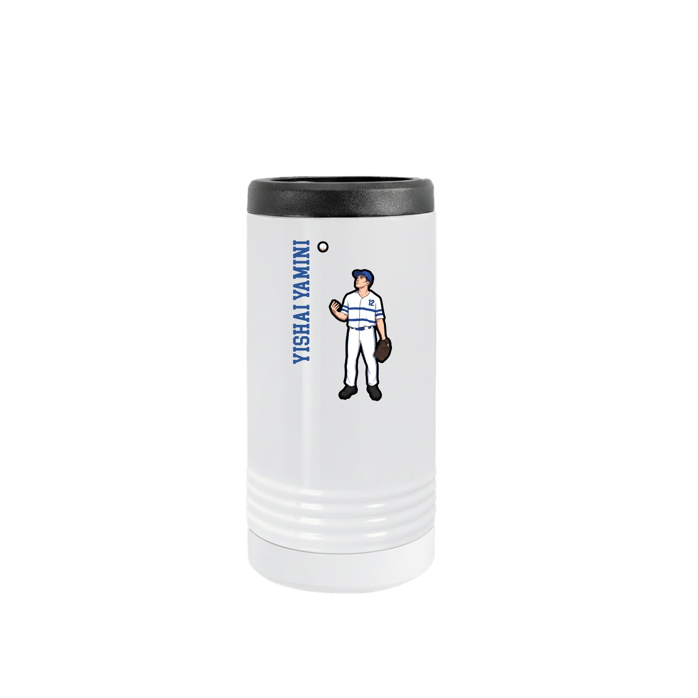 Slim Beverage Holder — Name Vertical in White
