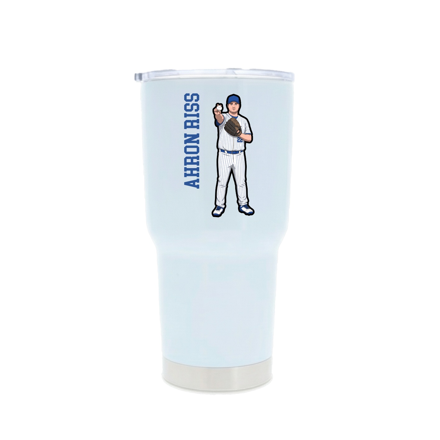 30oz Stainless Steel Tumbler — Name Vertical in White