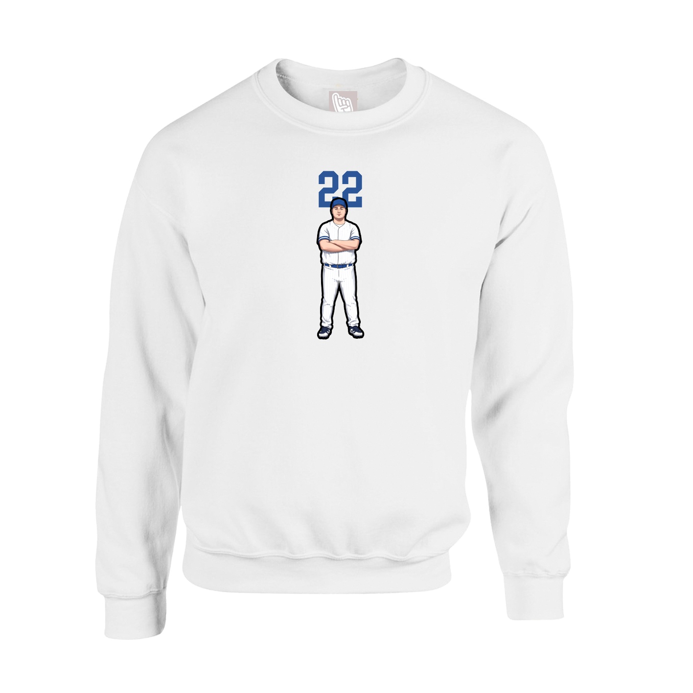 Fleece Crew — Number Top in White