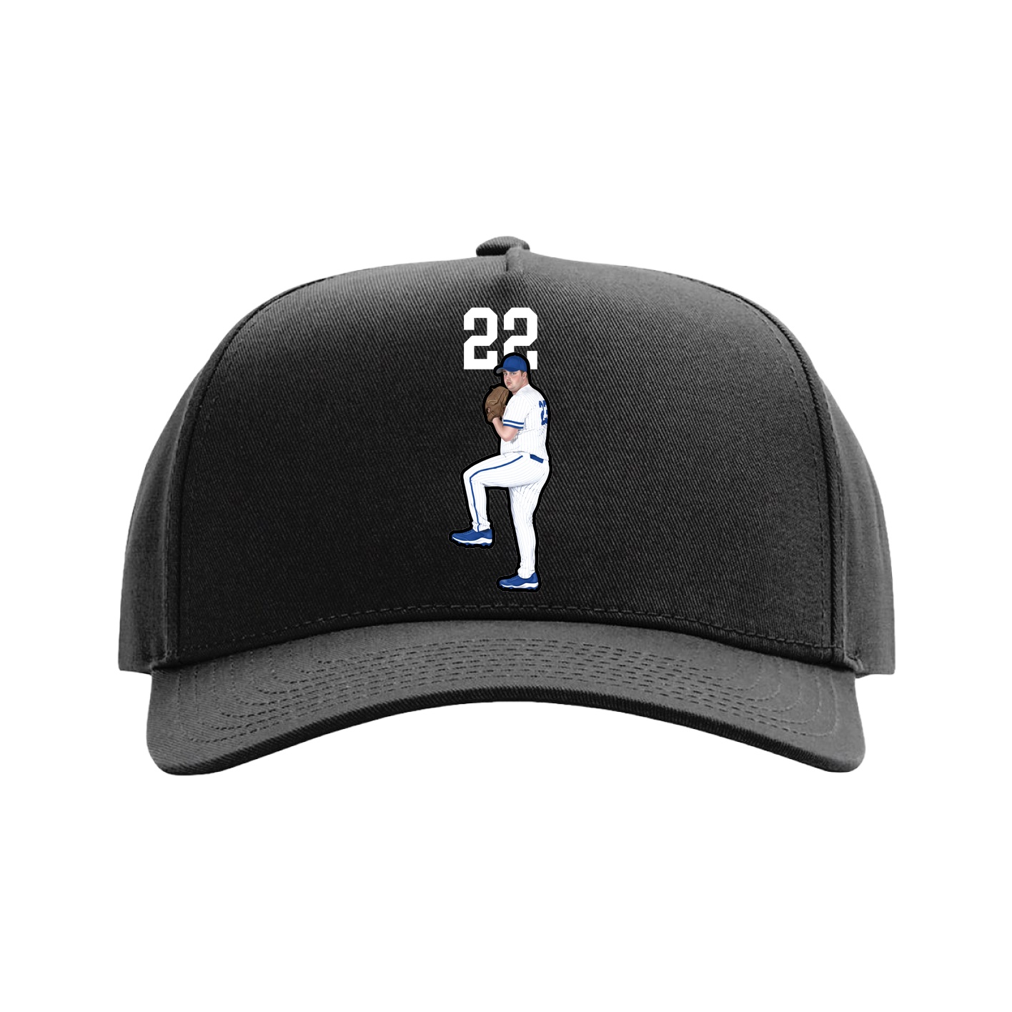 Full Fabric Five-Panel Champ Cap — Number Top in Black