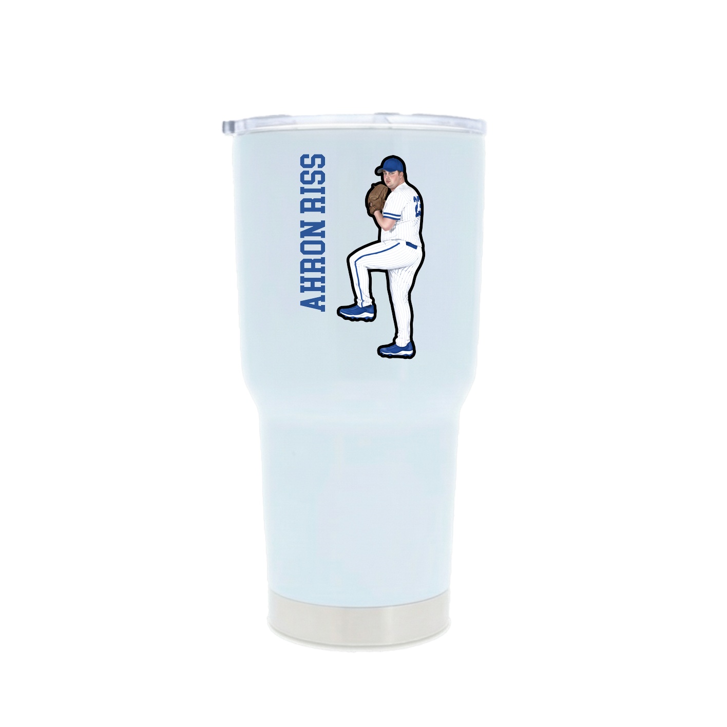 30oz Stainless Steel Tumbler — Name Vertical in White