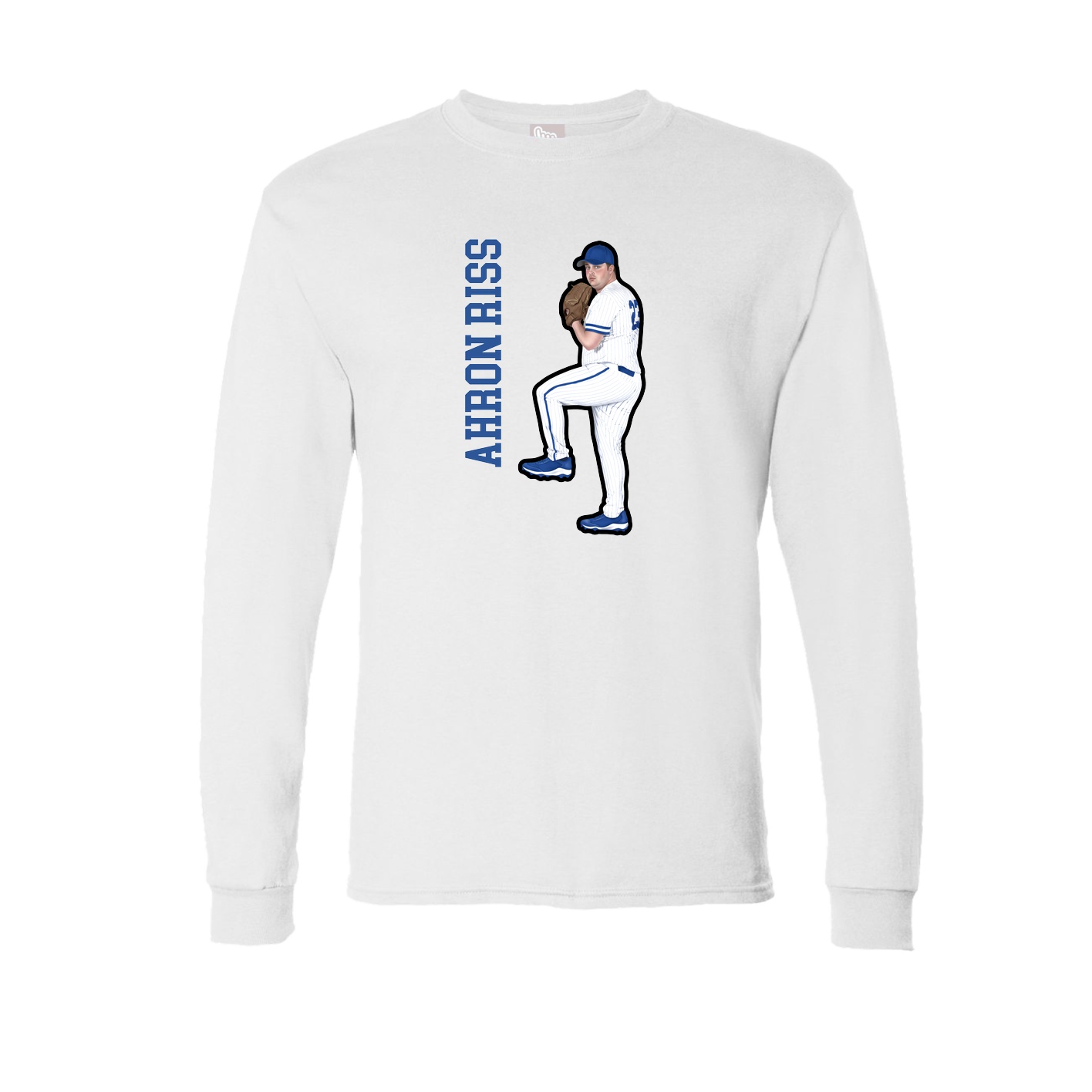 Long Sleeve Tee — Name Vertical in White