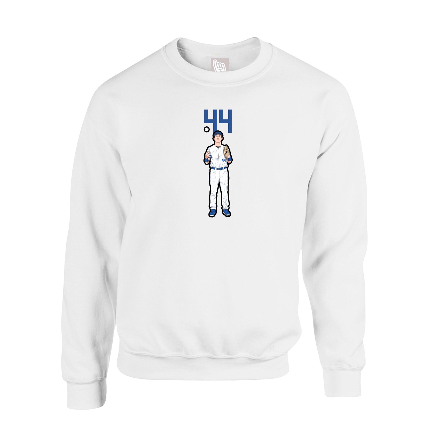 Fleece Crew — Number Top in White