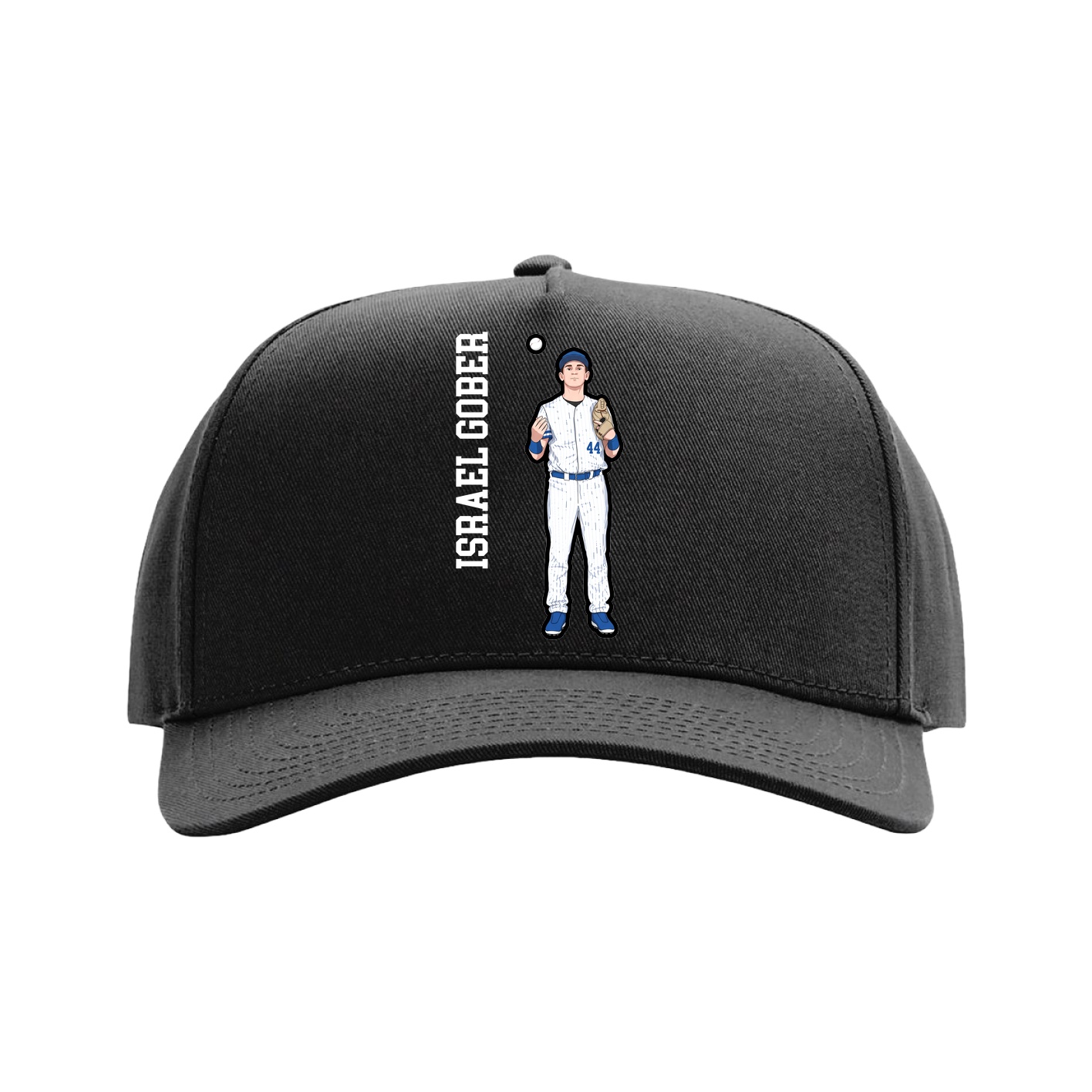 Full Fabric Five-Panel Champ Cap — Name Vertical in Black