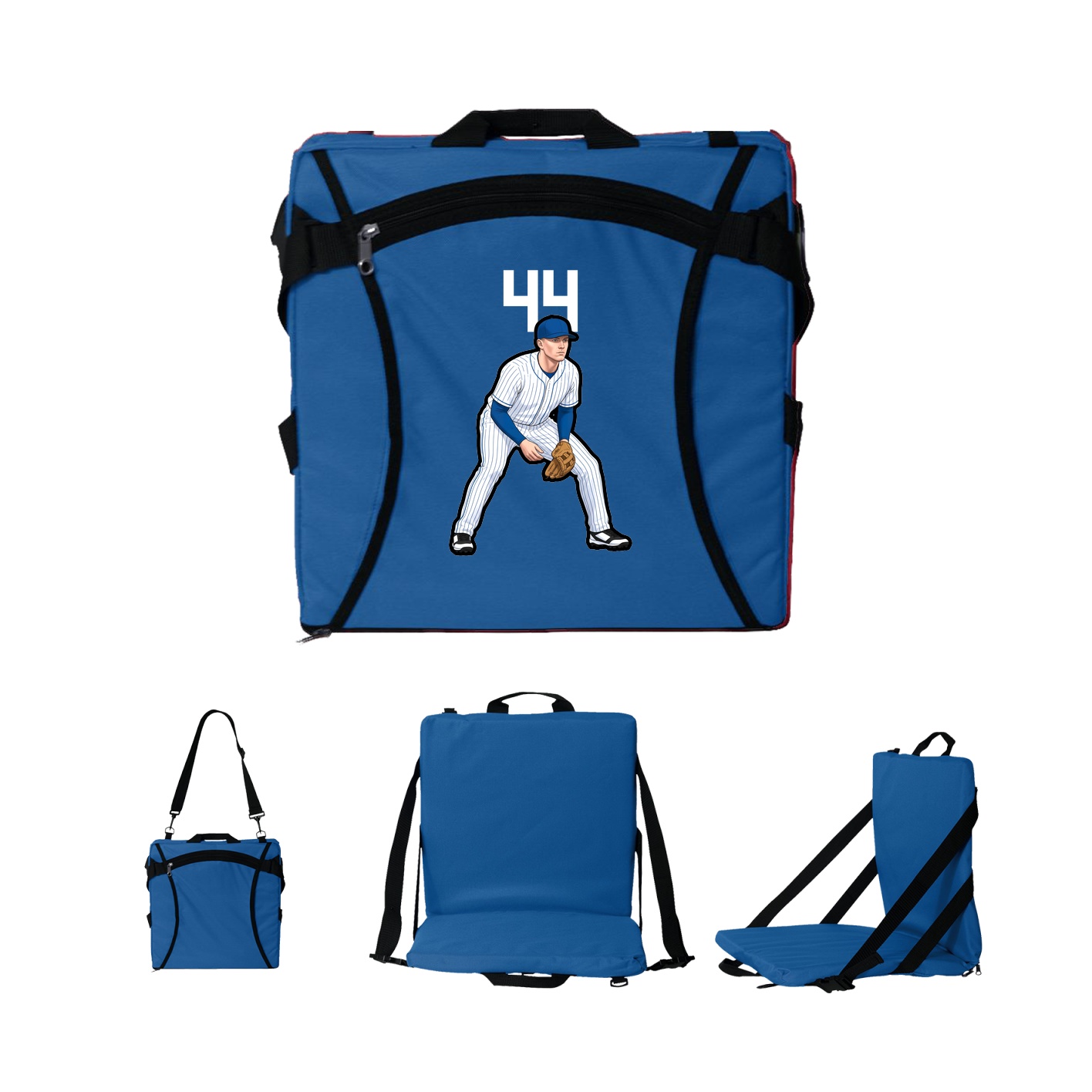 Folding Stadium Seat — Number Top in Royal