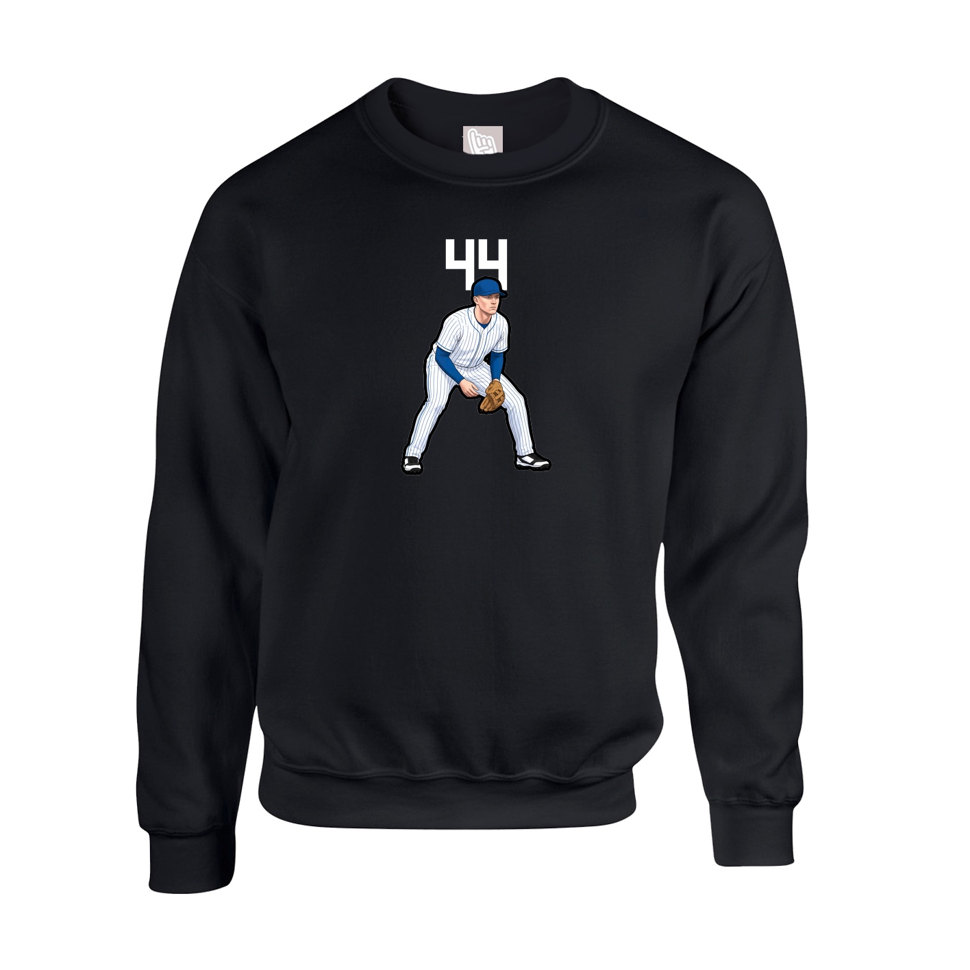Fleece Crew — Number Top in Black