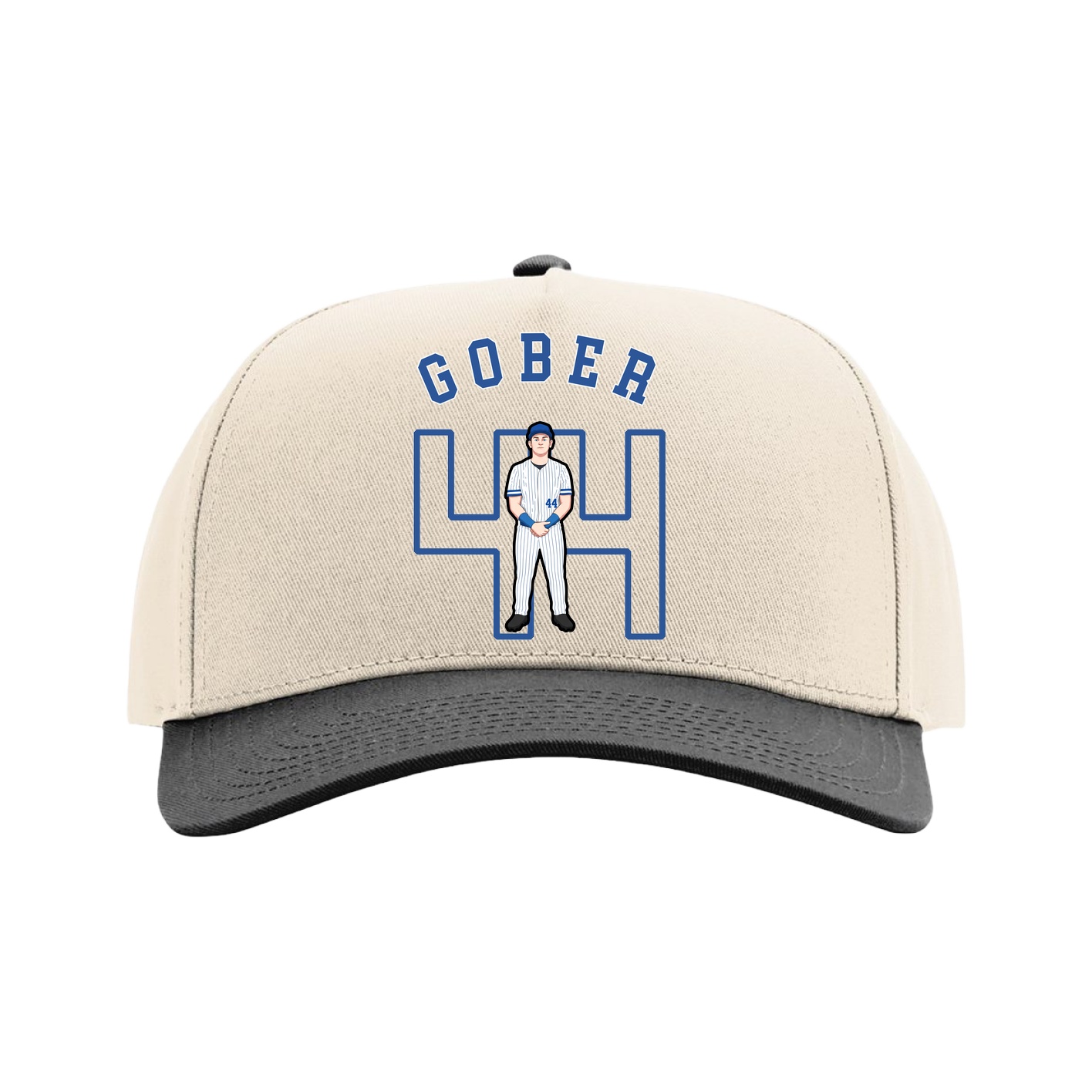Full Fabric Five-Panel Champ Cap — Shirsey Arch in Cream/Black