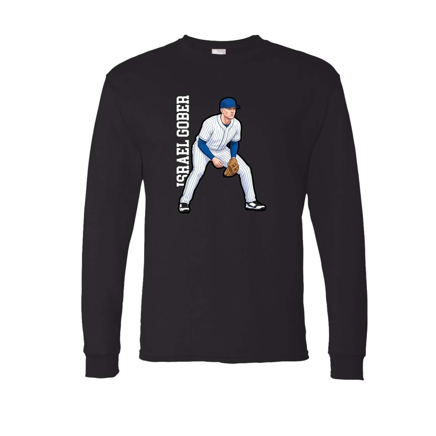Long Sleeve Tee — Name Vertical in Black