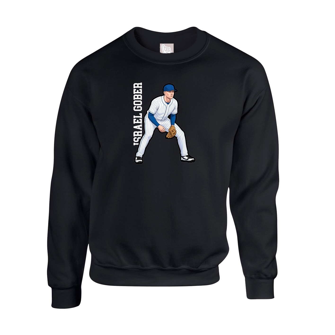 Fleece Crew — Name Vertical in Black