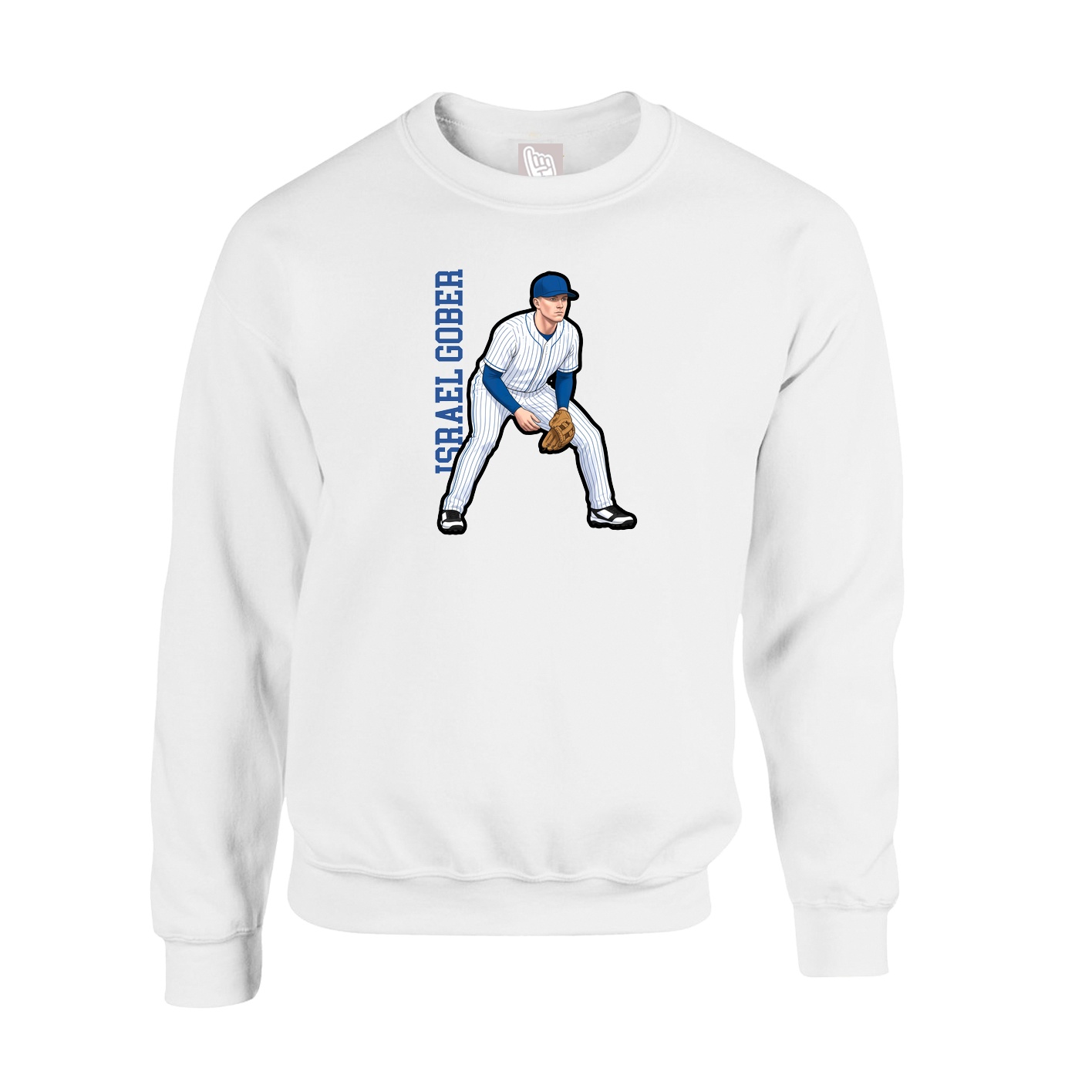 Fleece Crew — Name Vertical in White
