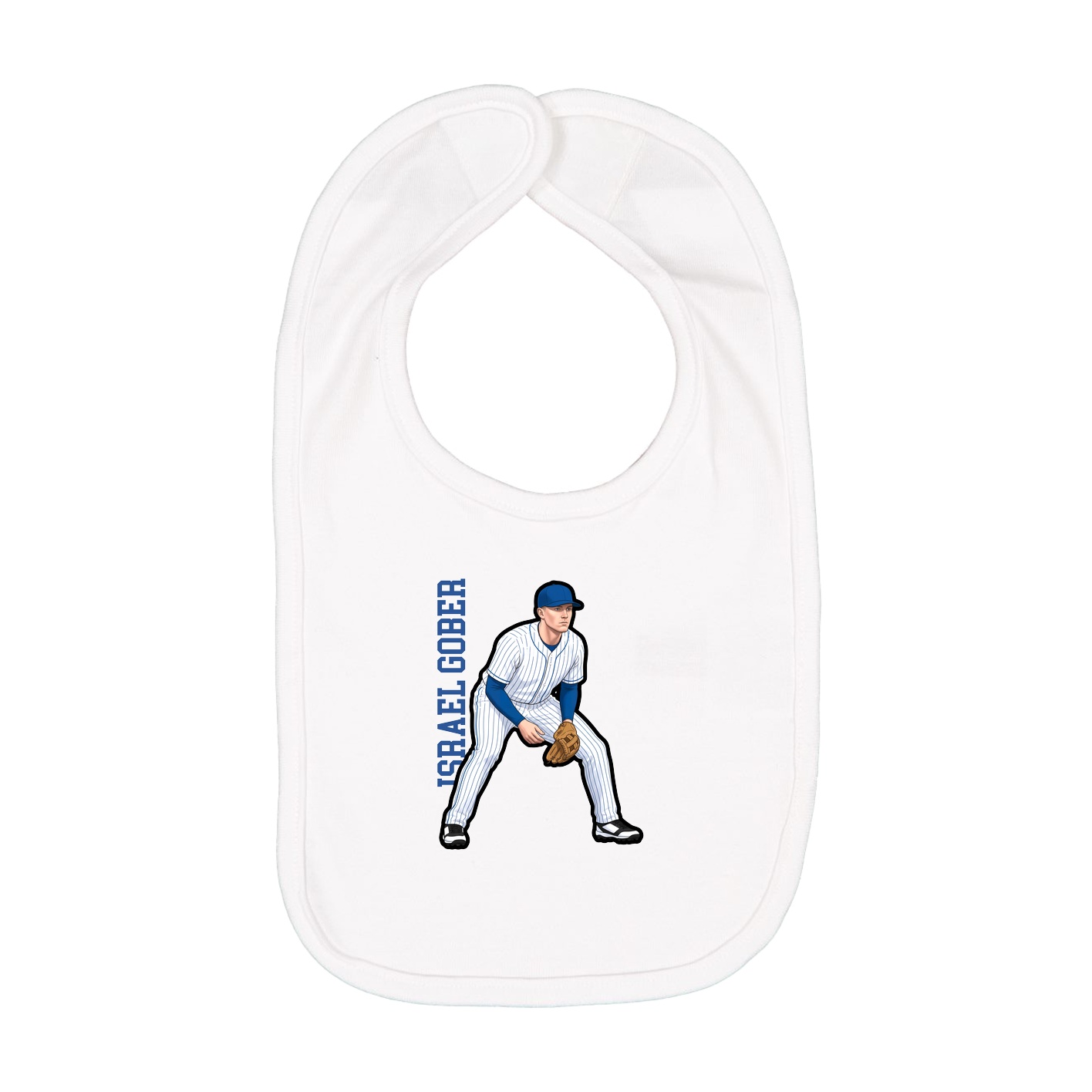 Infant Bib — Name Vertical in White