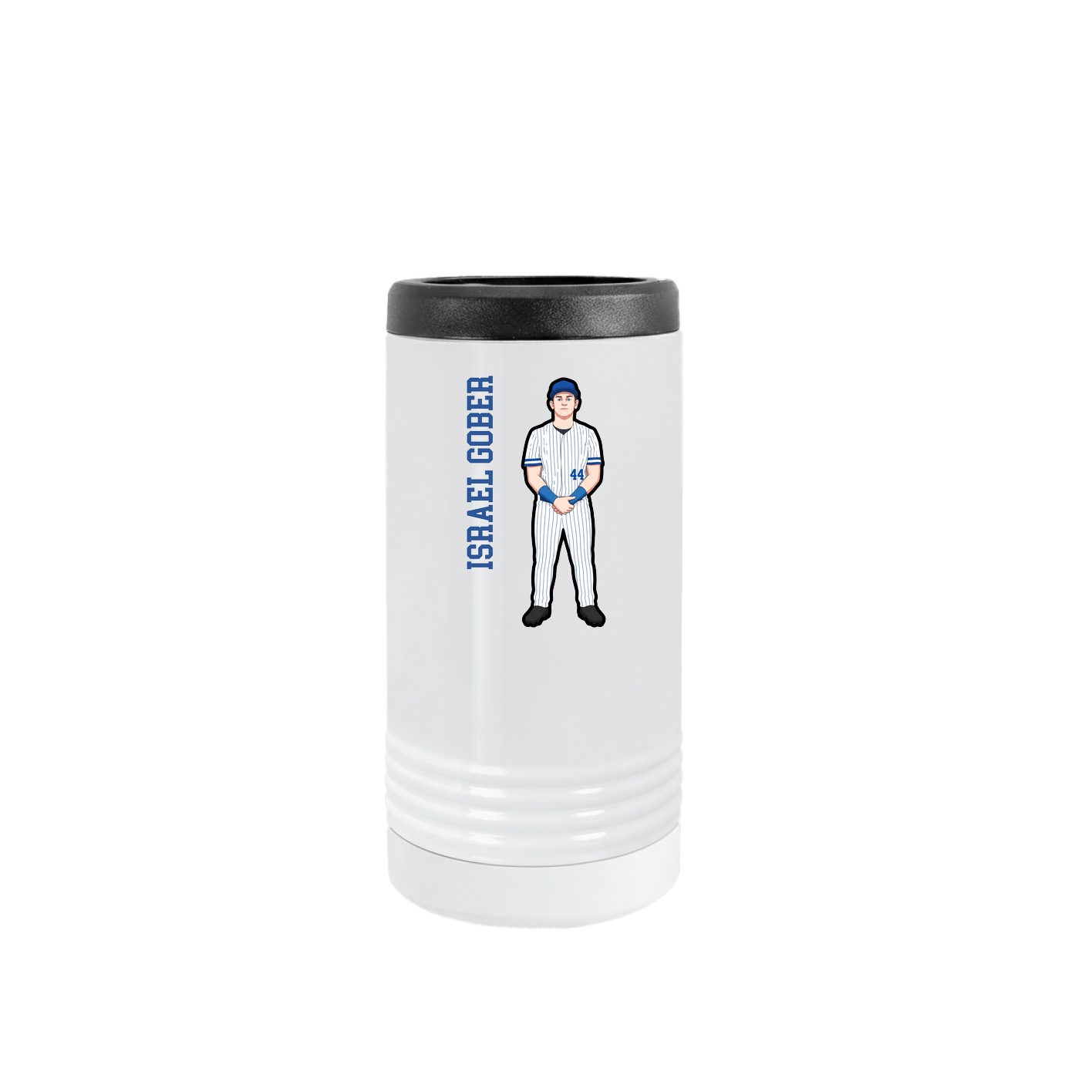 Slim Beverage Holder — Name Vertical in White