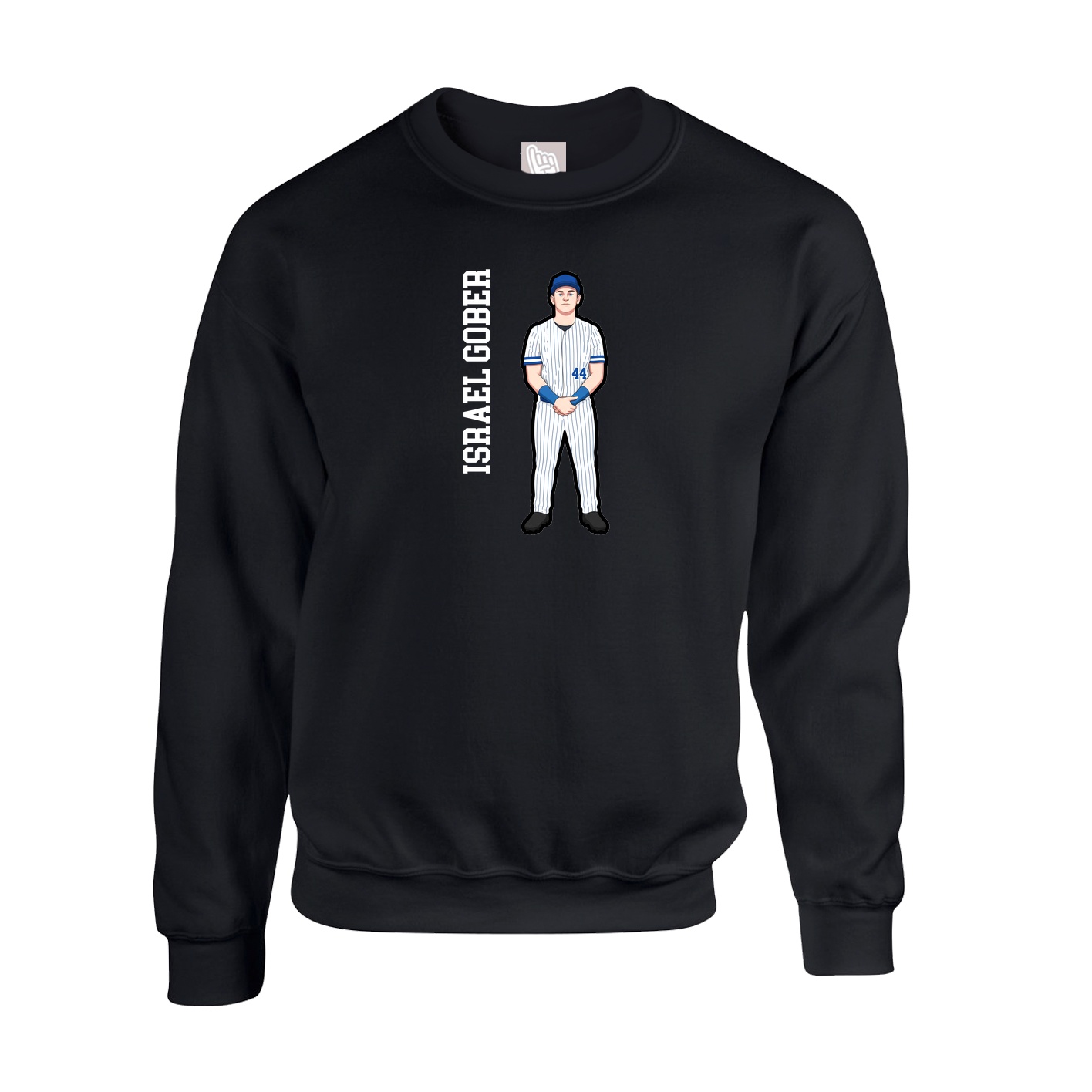 Fleece Crew — Name Vertical in Black