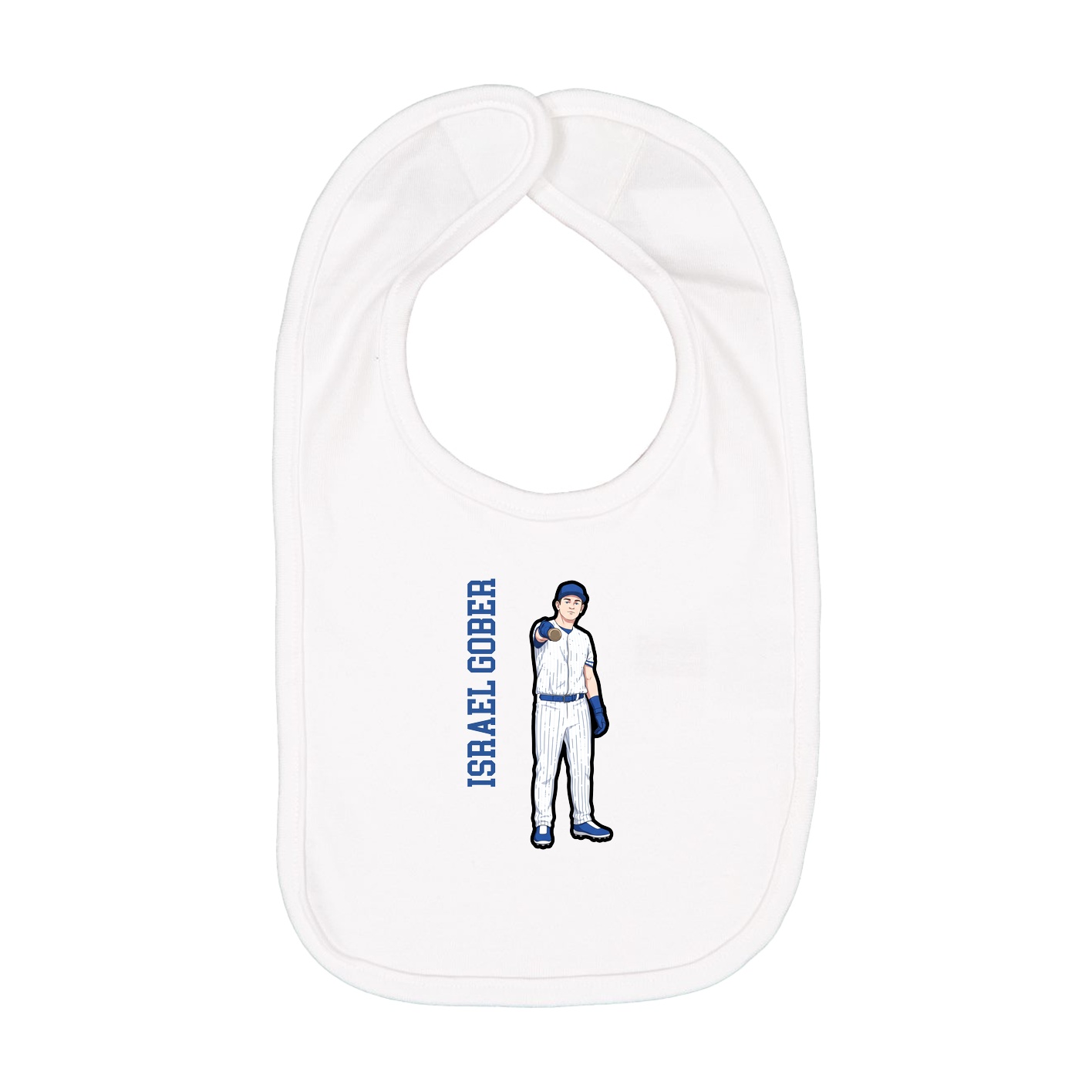 Infant Bib — Name Vertical in White