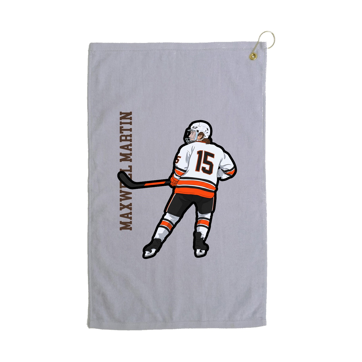 Golf Towel — Name Vertical in Grey