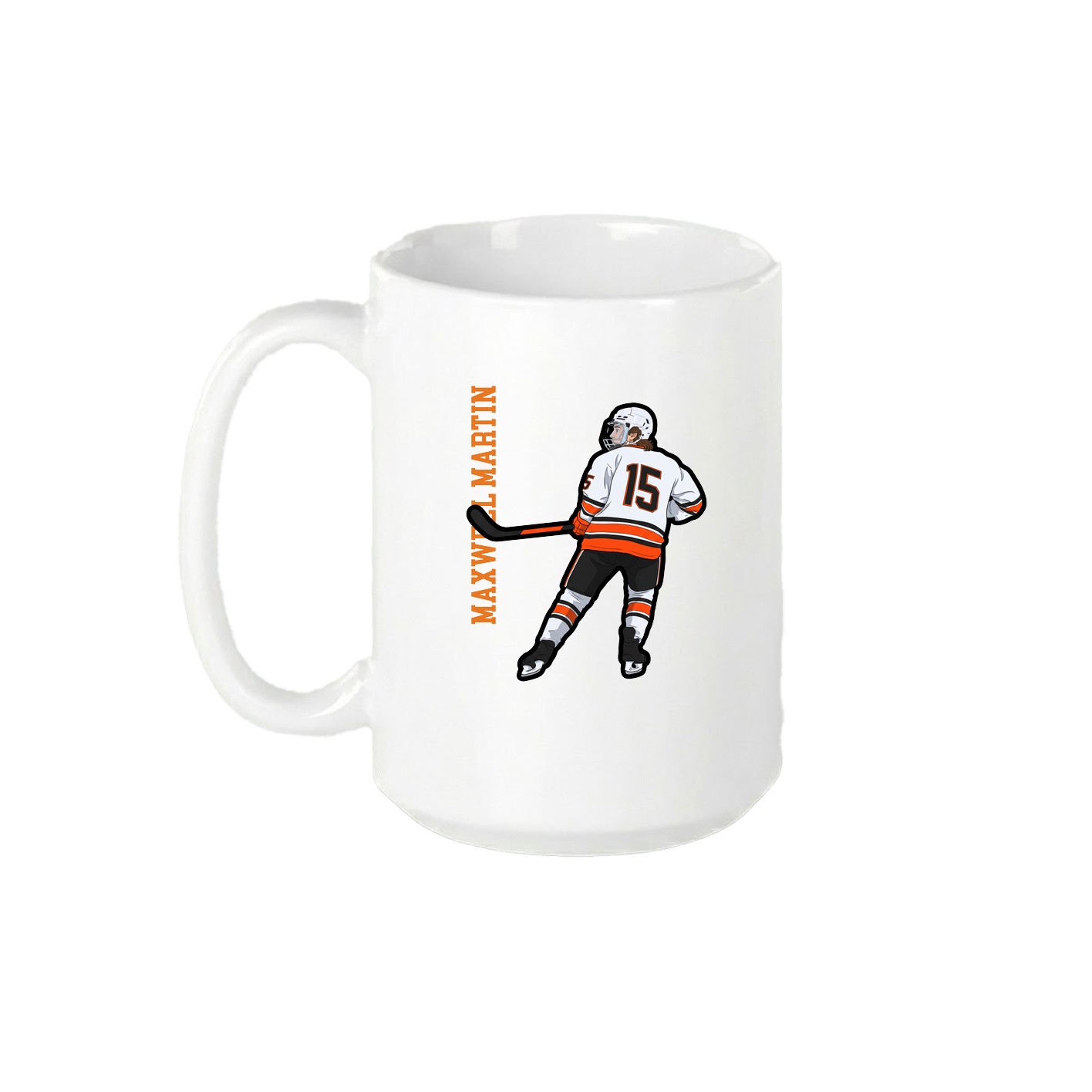 15oz Coffee Mug — Name Vertical in White