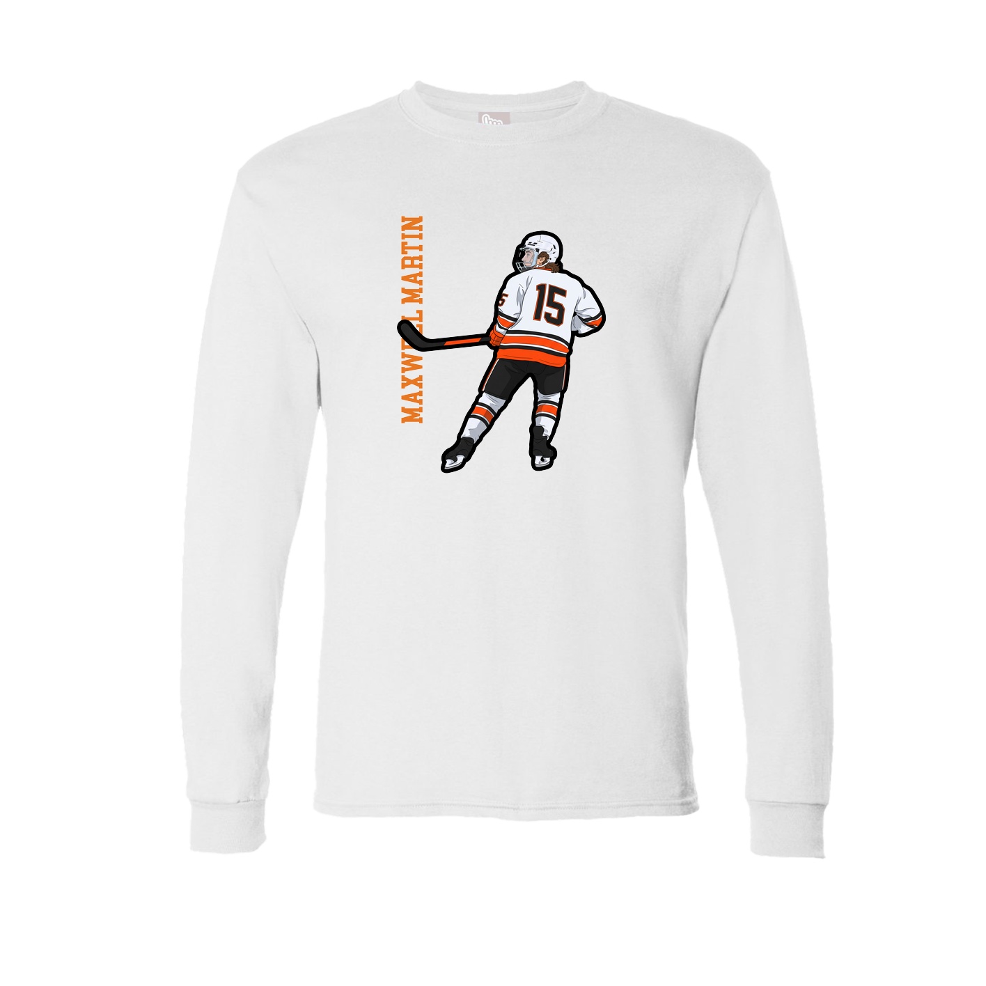 Long Sleeve Tee — Name Vertical in White