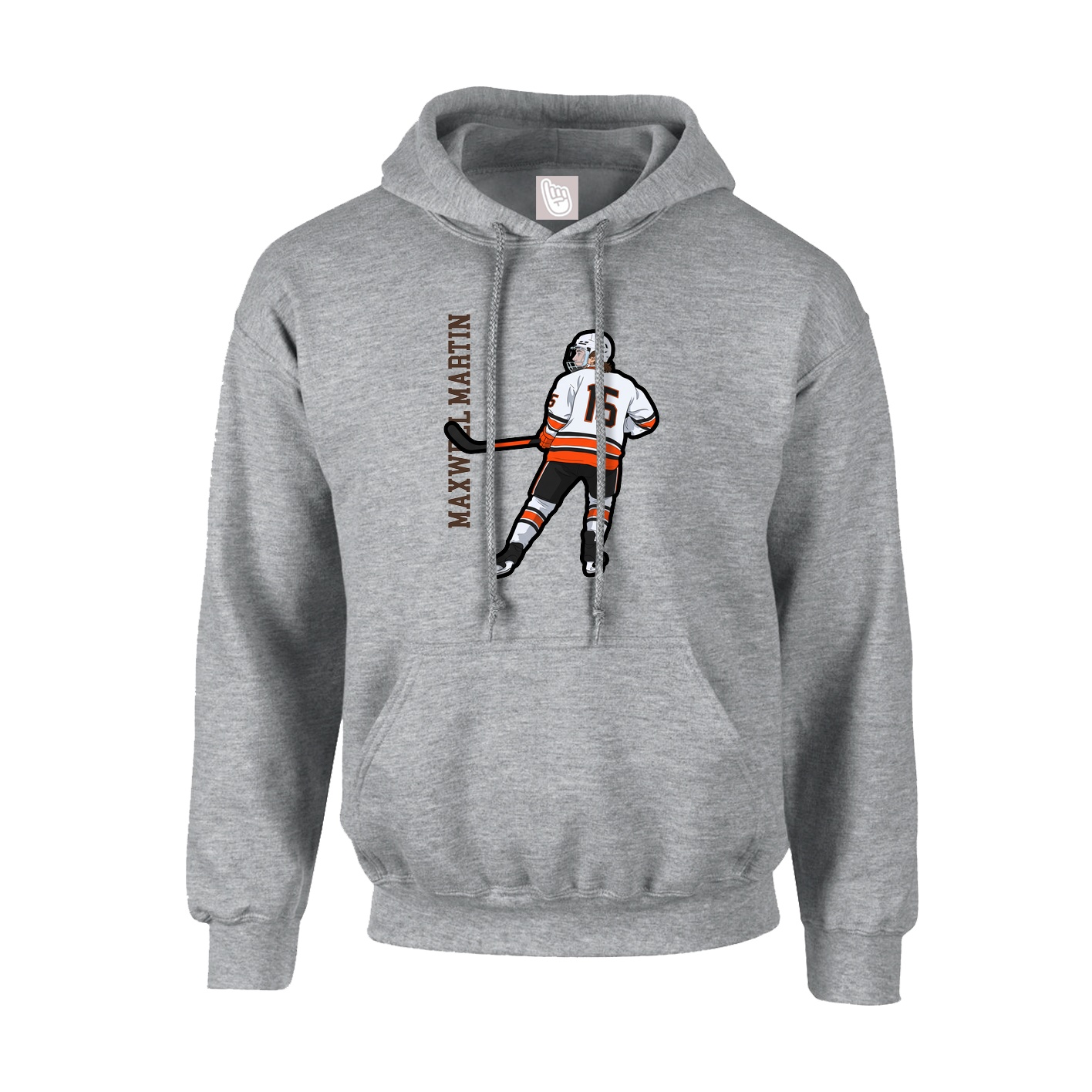 Hoodie — Name Vertical in Grey