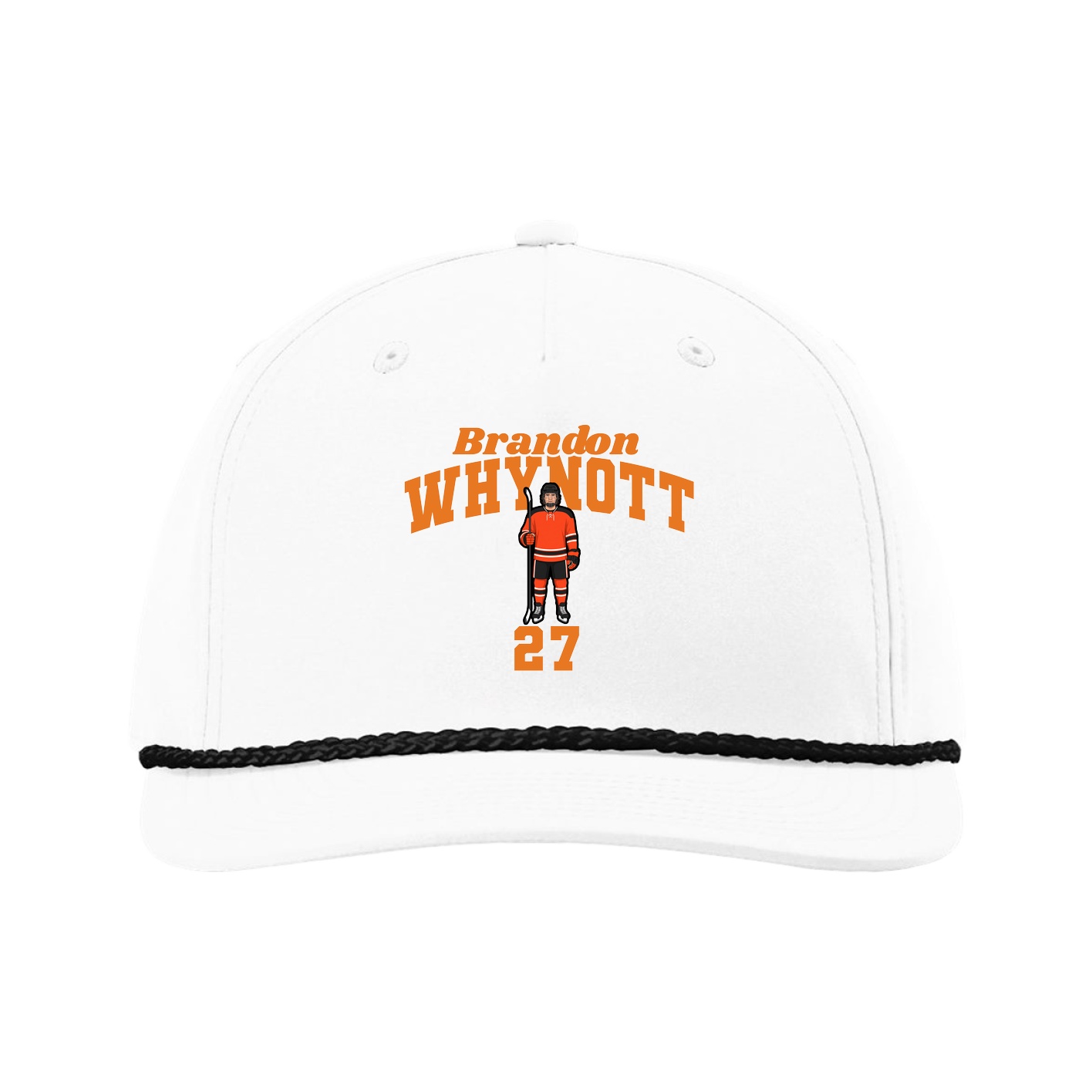 Five-Panel Classic Rope Cap — Signature Arch in White